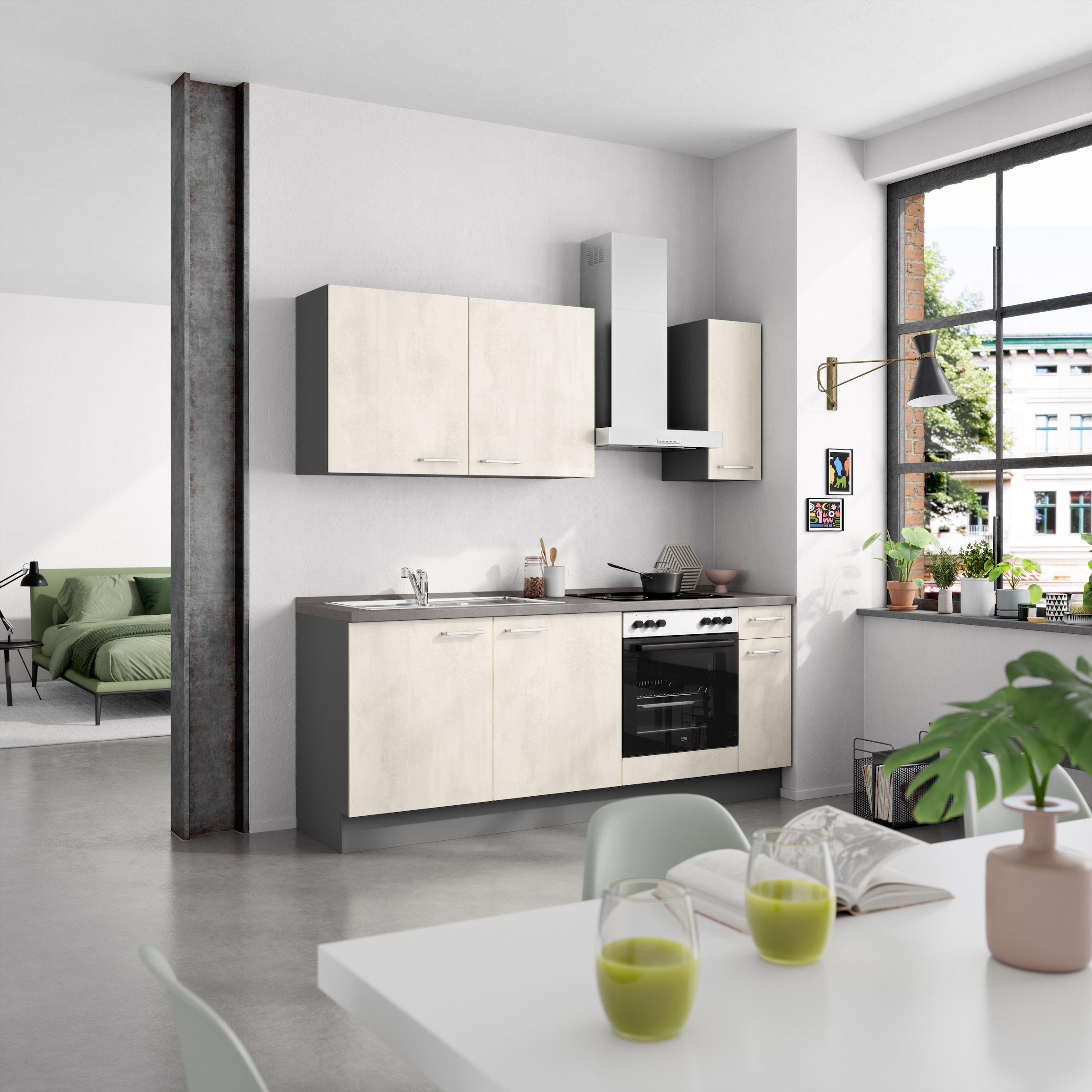 nobilia® Küchenzeile »"Riva I"«, vormontiert, Ausrichtung wählbar, Breite 210 cm, wahlw. mit E-Geräten