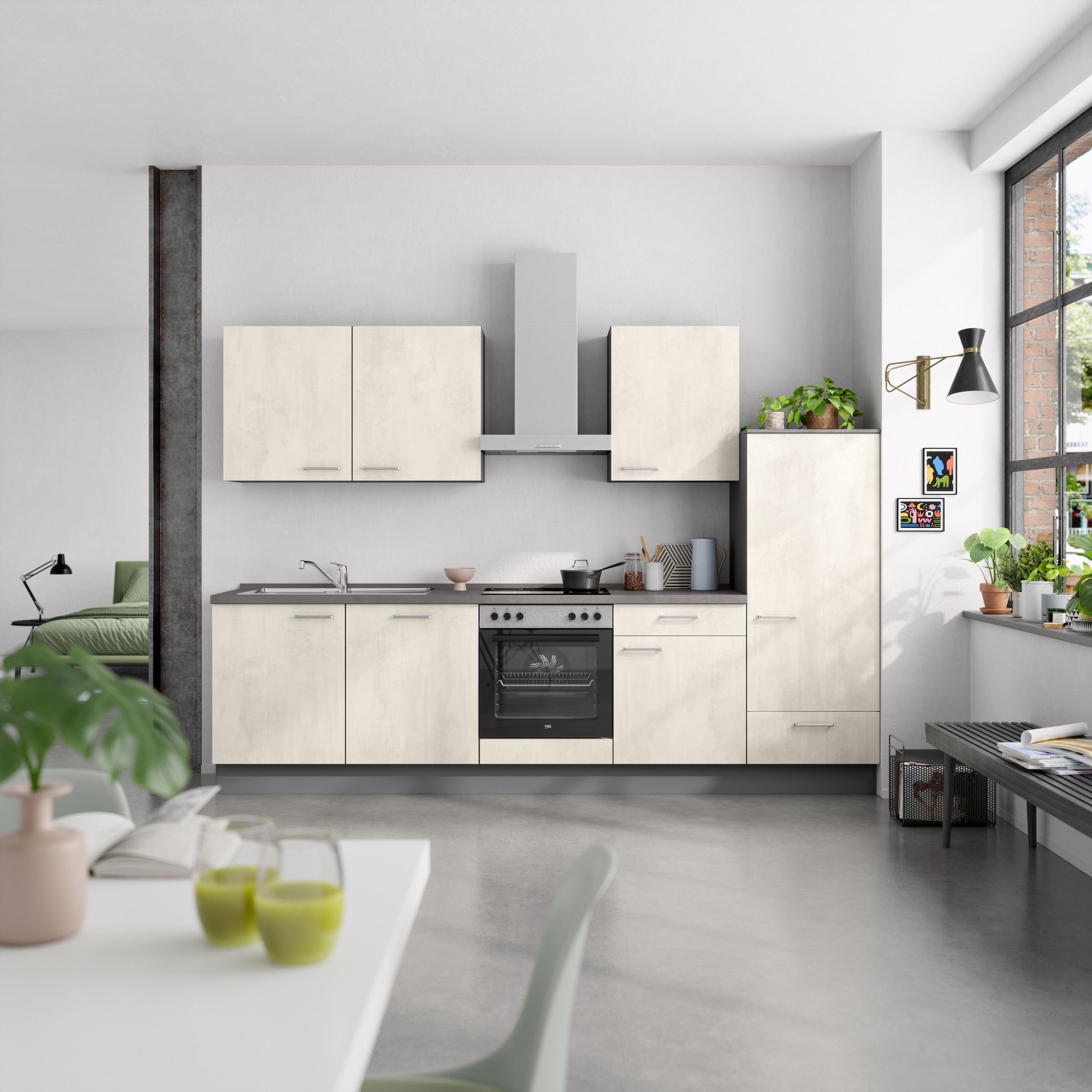 nobilia® Küchenzeile »"Riva I"«, vormontiert, Ausrichtung wählbar, Breite 300 cm, wahlw. mit E-Geräten