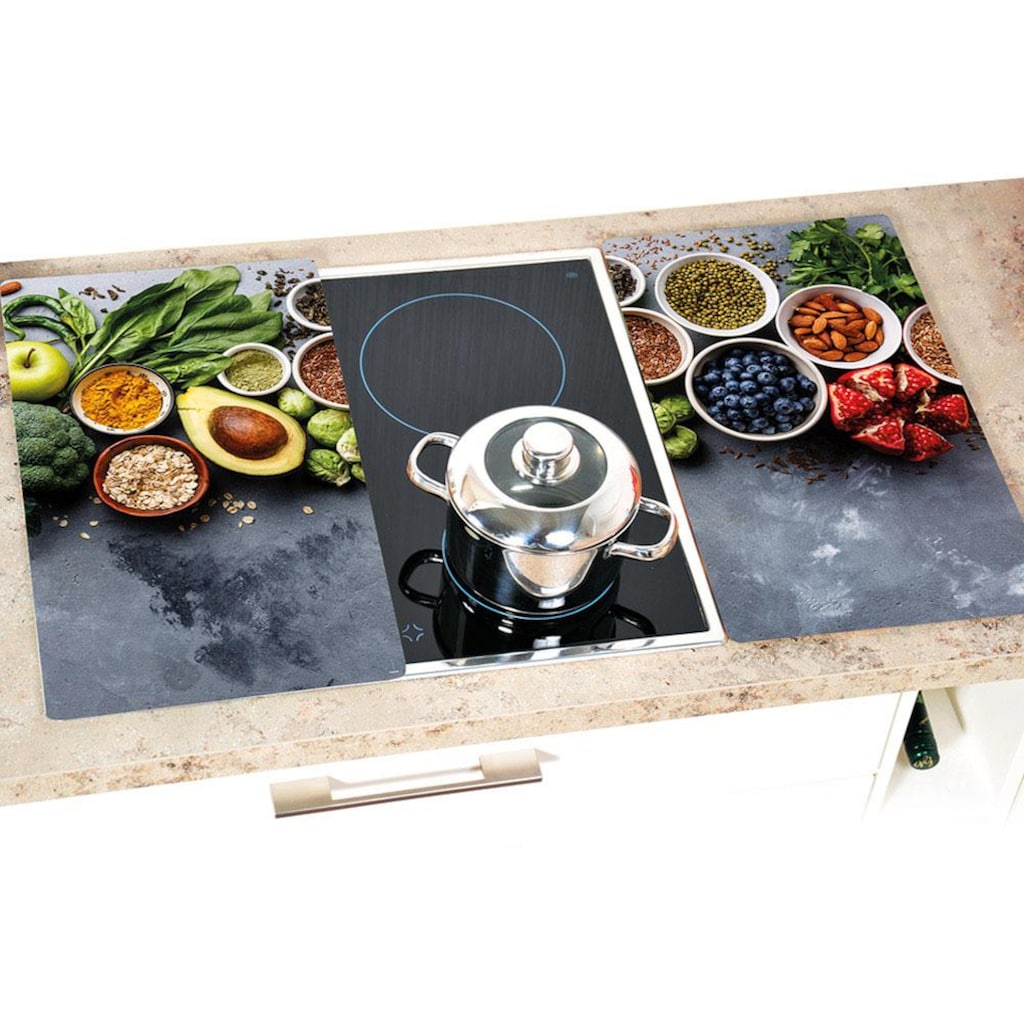 KESPER for kitchen & home Schneide- und Abdeckplatte »Healthy Kitchen«, (Set, 2 tlg.)
