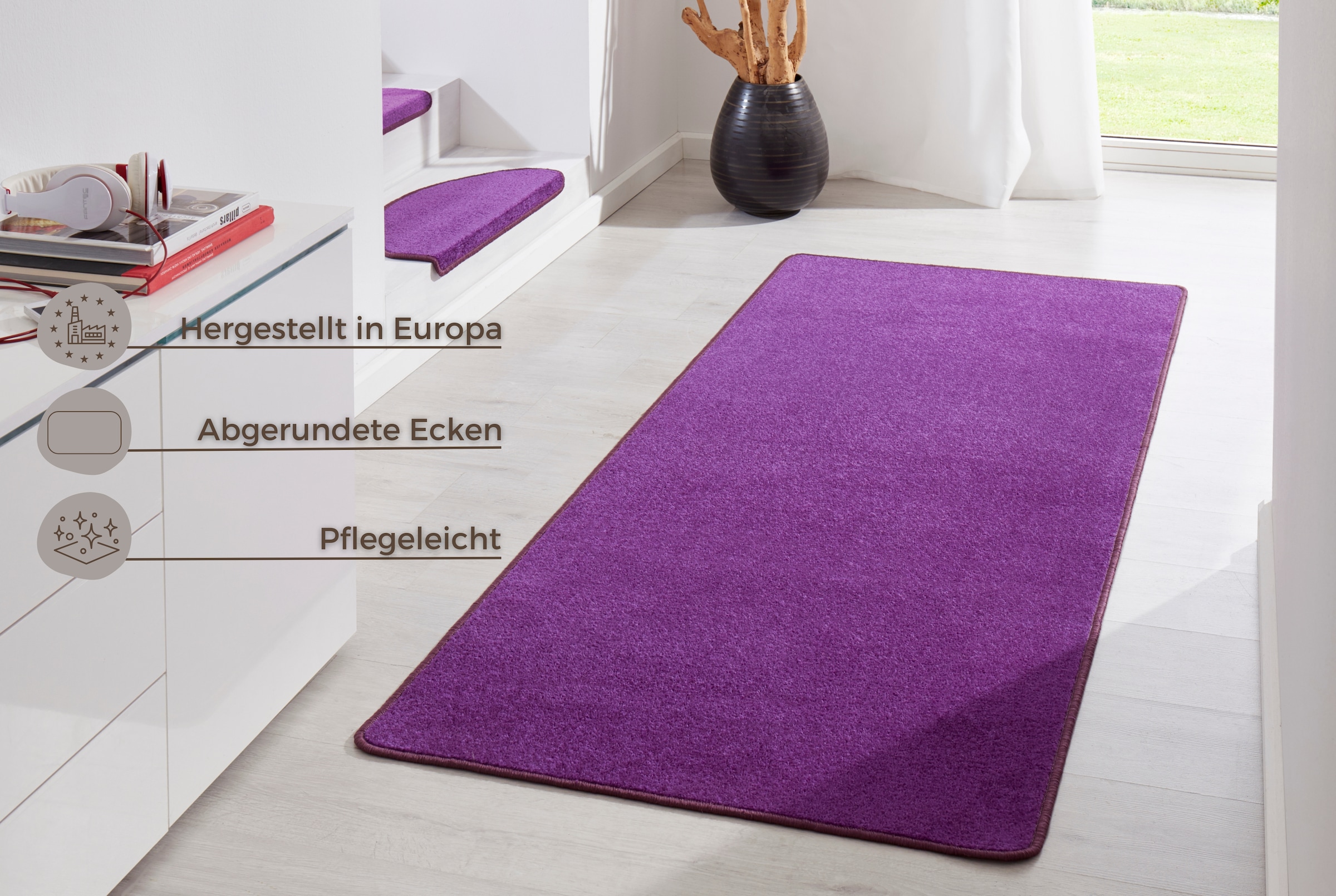 HANSE Home Teppich »Fancy«, rechteckig, 7 mm Höhe, Kurzflor, Läufer, uni, g günstig online kaufen