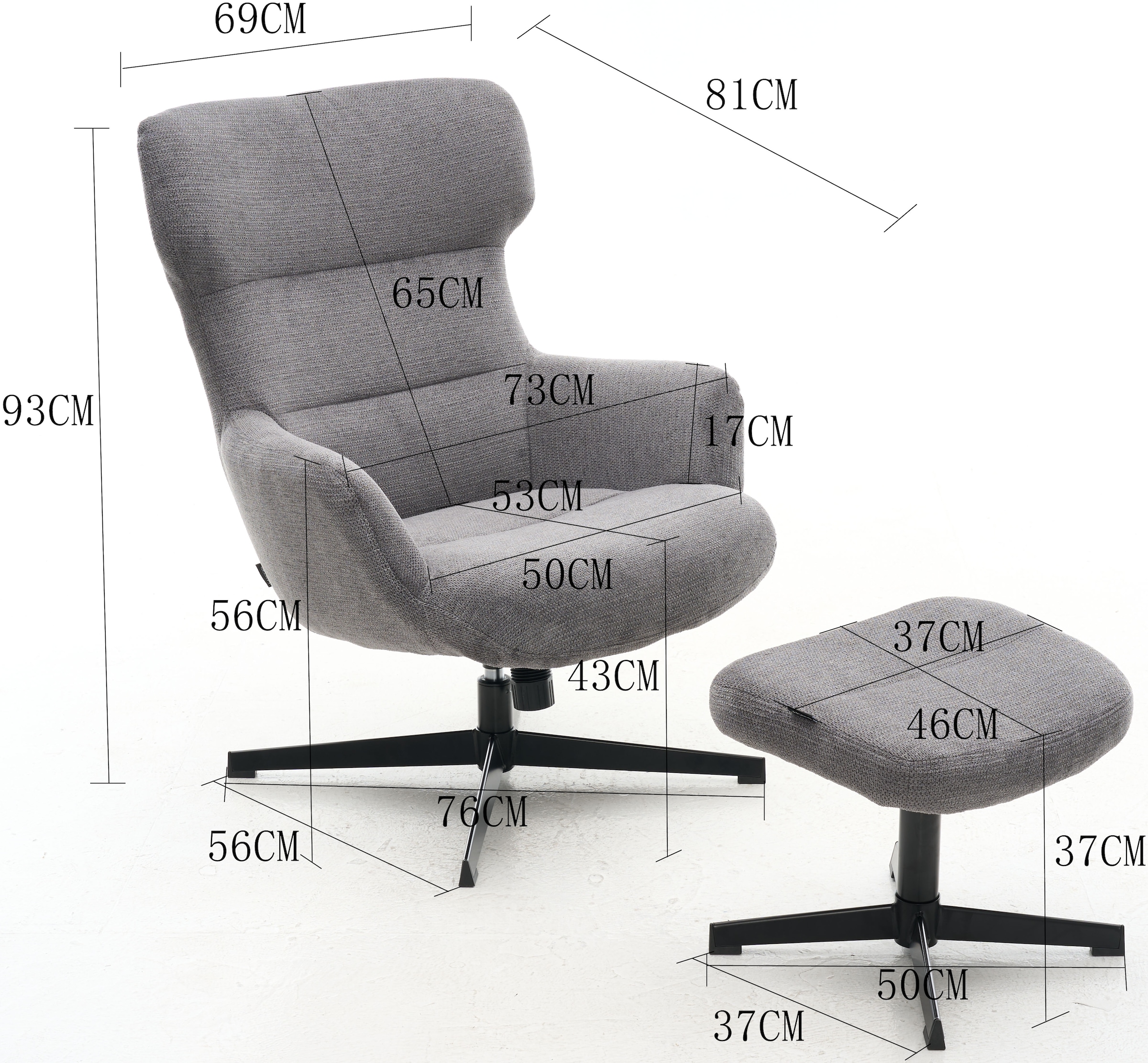 Home affaire Sessel »Clarah Relaxsessel, TV-Sessel mit Hocker«, 360° Grad drehbar