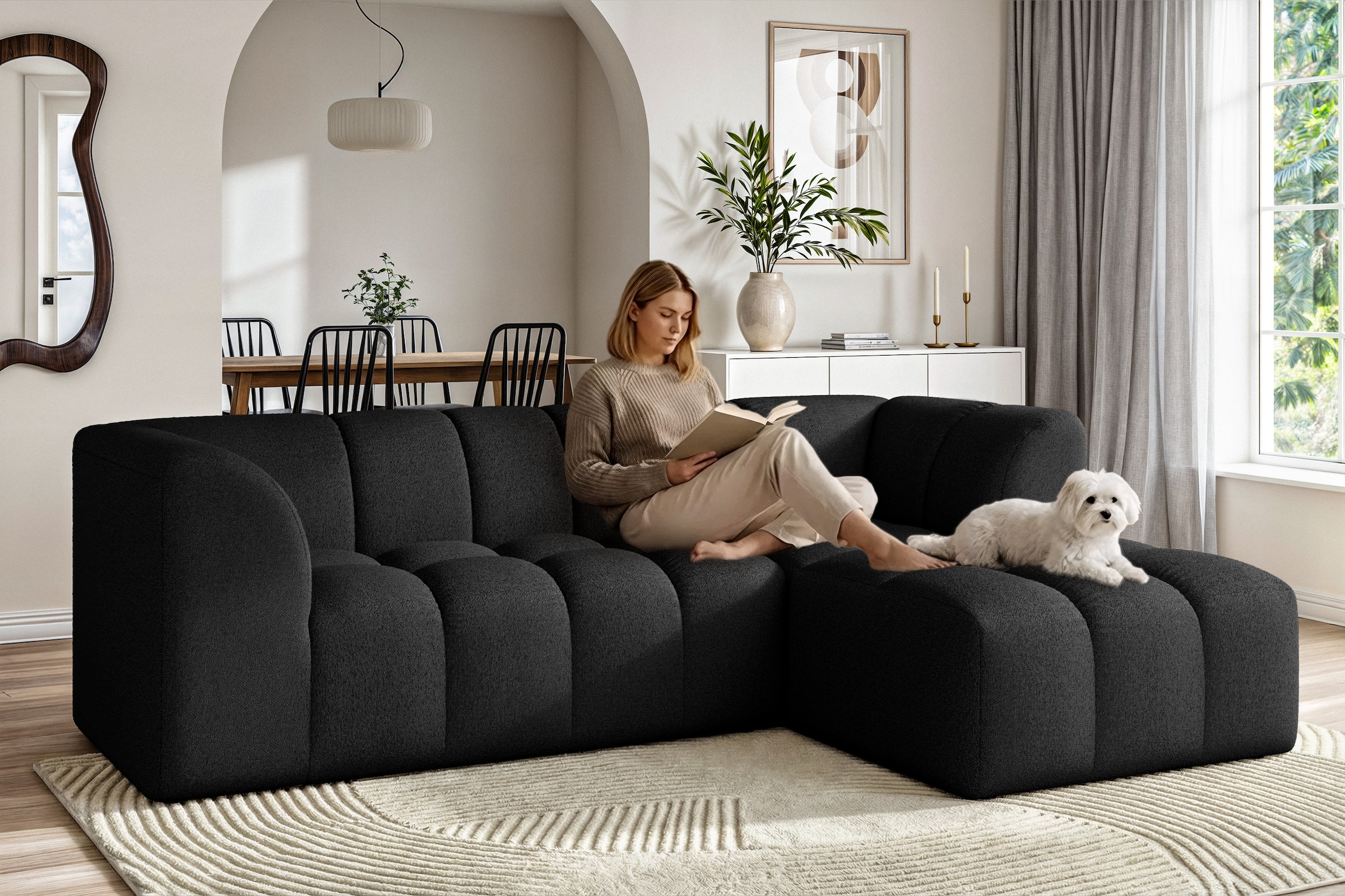 Home affaire Ecksofa »TUURE L-Form, Verlässliche Qualität, moderne Steppung, Breite 255cm« Bubble Optik, moderne Steppung, hoher Sitzkomfort, Wellenunterfederung
