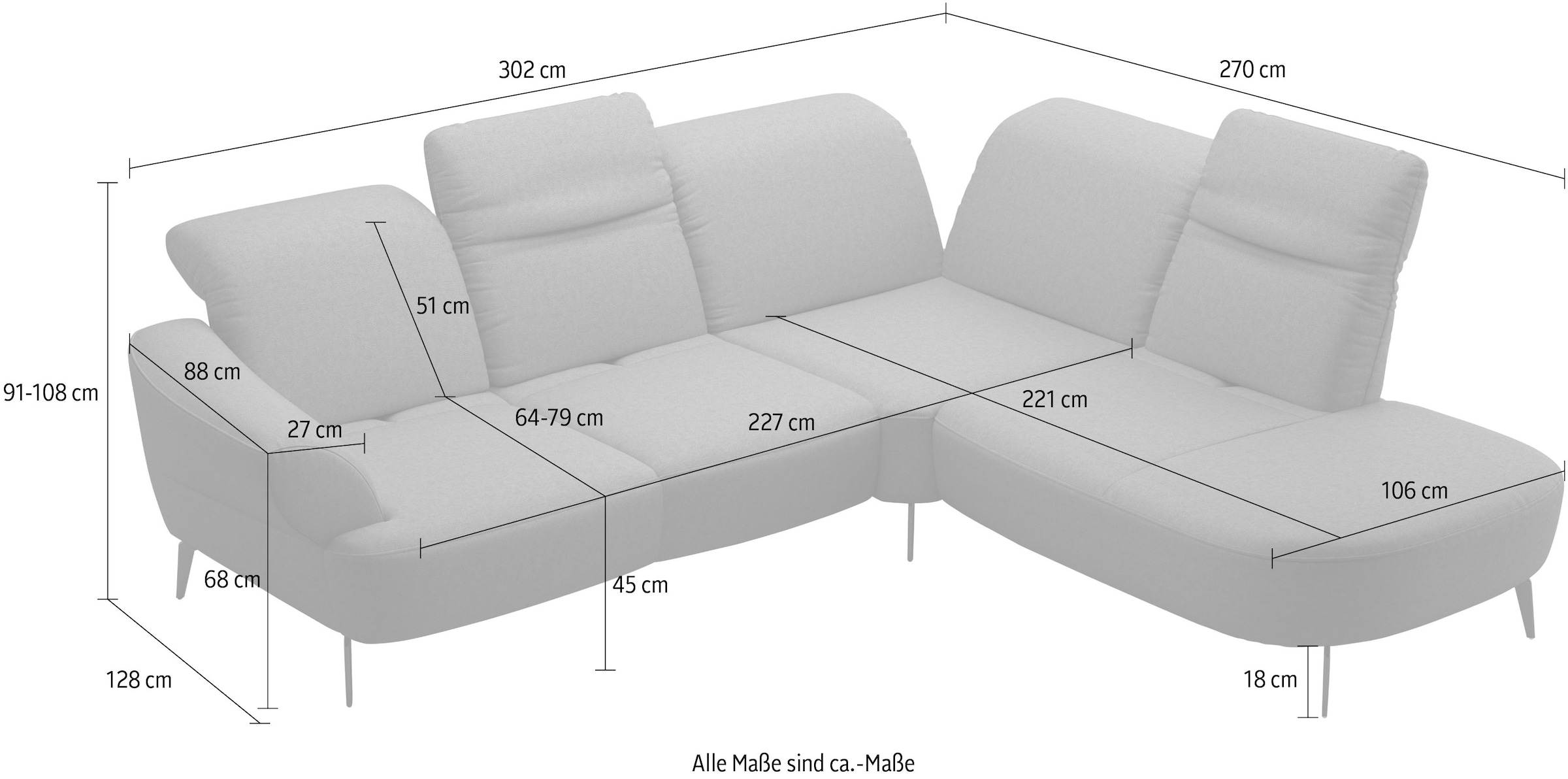 sit&more Ecksofa »Dance«, inkl.System Click&Seat und Sitztiefenverstellung
