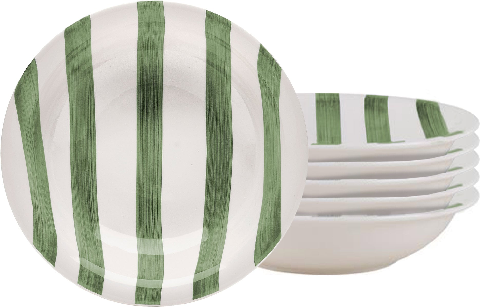 van Well Suppenteller »Mallorca, Teller 21 cm, 6 Stück« Teller Set, Keramik, Streifenoptik, spülmaschinen-/mikrowellengeeignet