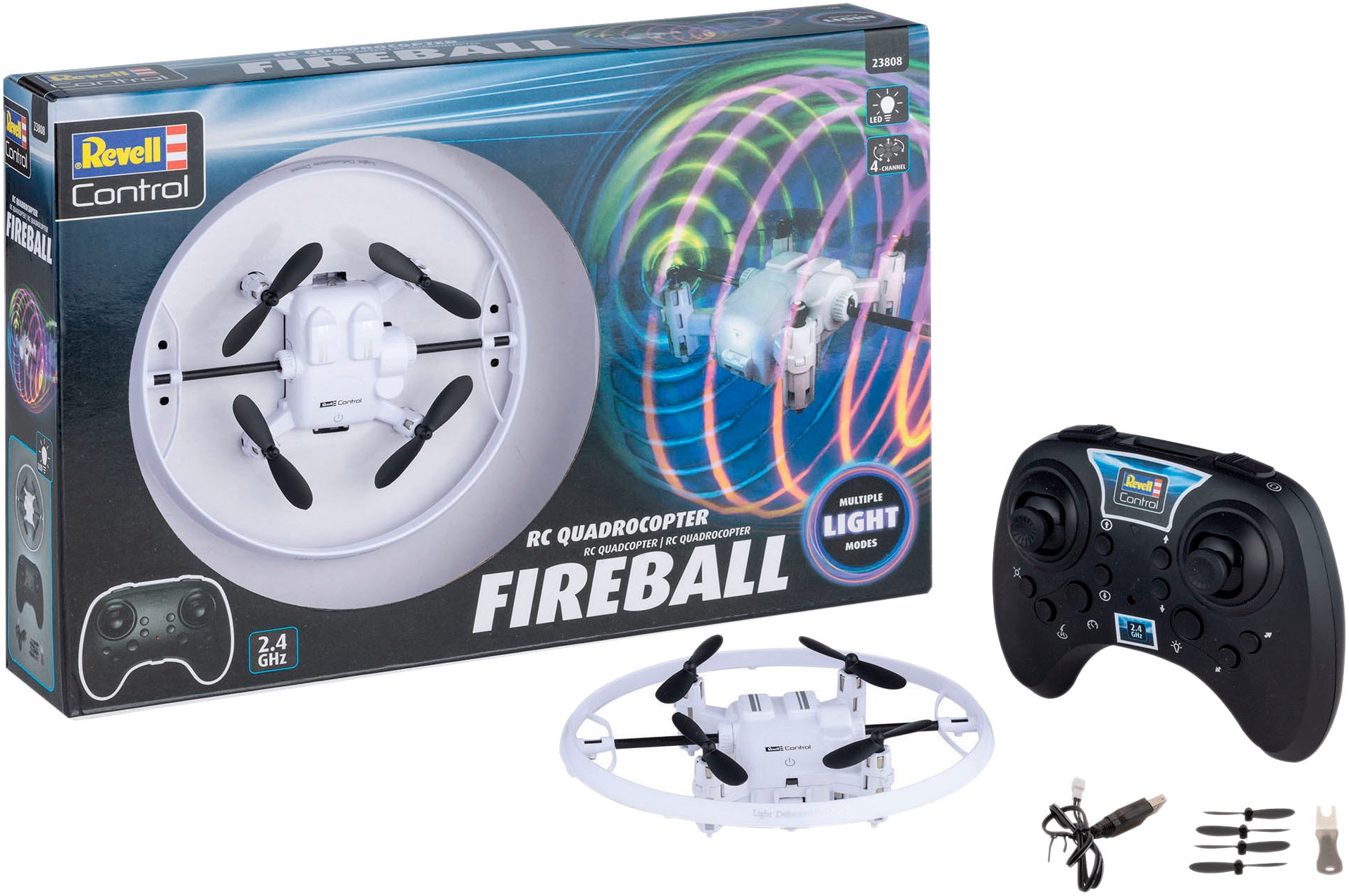 Revell® RC-Quadrocopter »Revell® control, Fireball, 2,4 GHz«, mit LED-Rotationsring für coole Lichteffekte