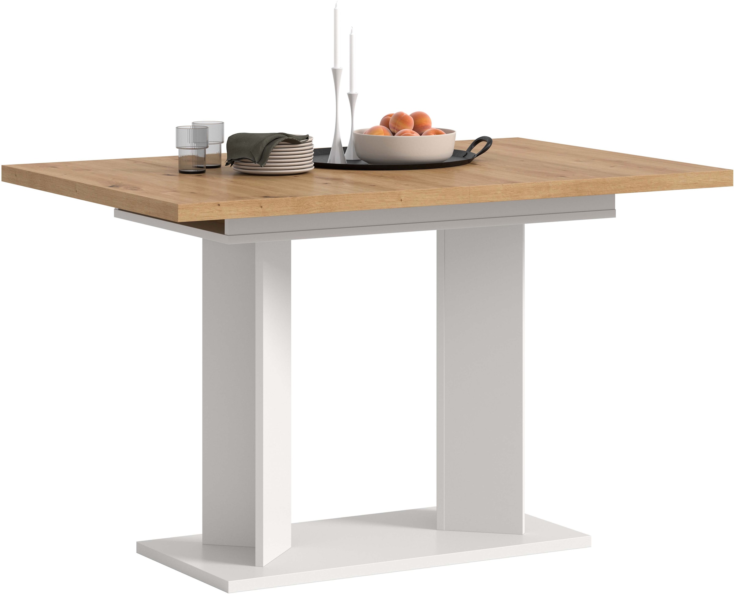 Home affaire Esstisch »GERO, 120-160 cm, ausziehbar, Säulengestell« in verschiedenen Ausführungen erhältlich, 1 Stk. tlg. Tisch, Esstisch, Esszimmer, Esszimmertisch, Küchetisch, Bartisch