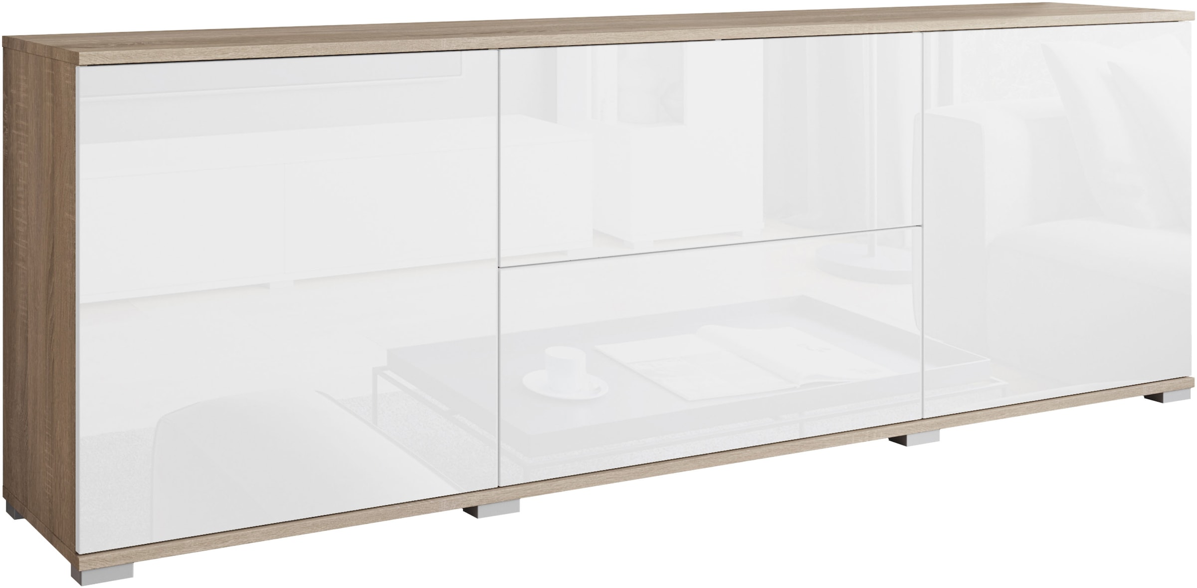 INOSIGN Lowboard »Kenia«, (1 St.), 2 Türen, 2 Schubladen, Breite 180 cm, höhenverstellbare Einlegeböden