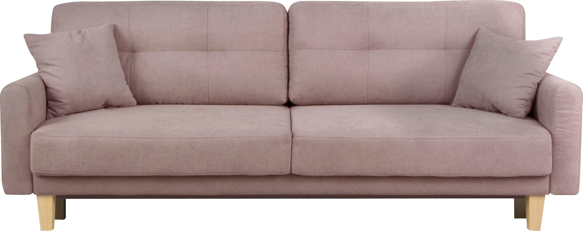 Home affaire 3-Sitzer »TRIPLO optionale Schlafsofa mit Bettkasten, Maße B/T/H: 215/100/89 cm«, Wahlweise Bettfunktion - Liegefläche 145x191 cm, Rücken-, Zierkissen