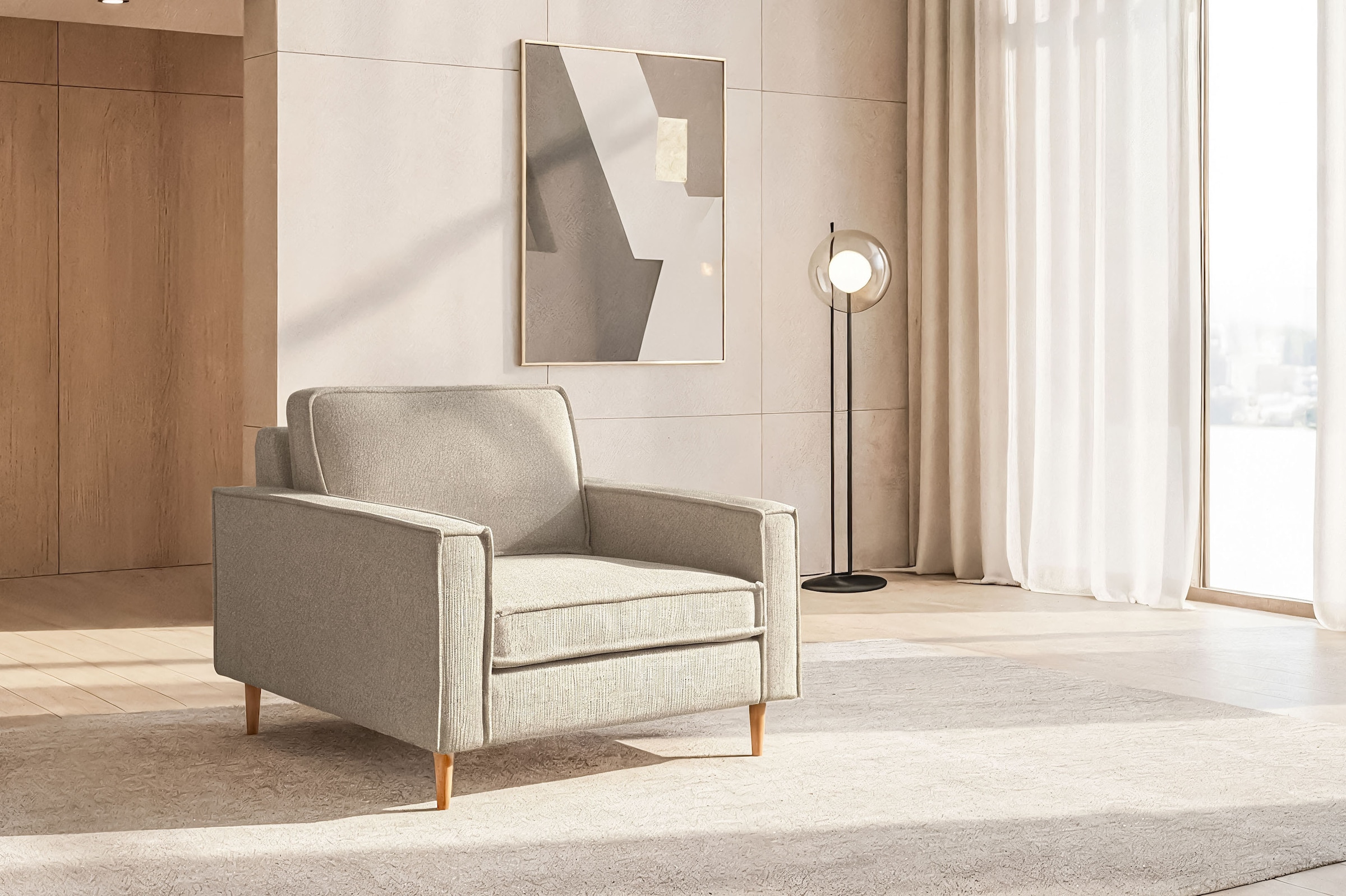 Home affaire Loveseat »Pinto Skandi 105 cm, Chenille, Struktur« mit Keder, günstig online kaufen