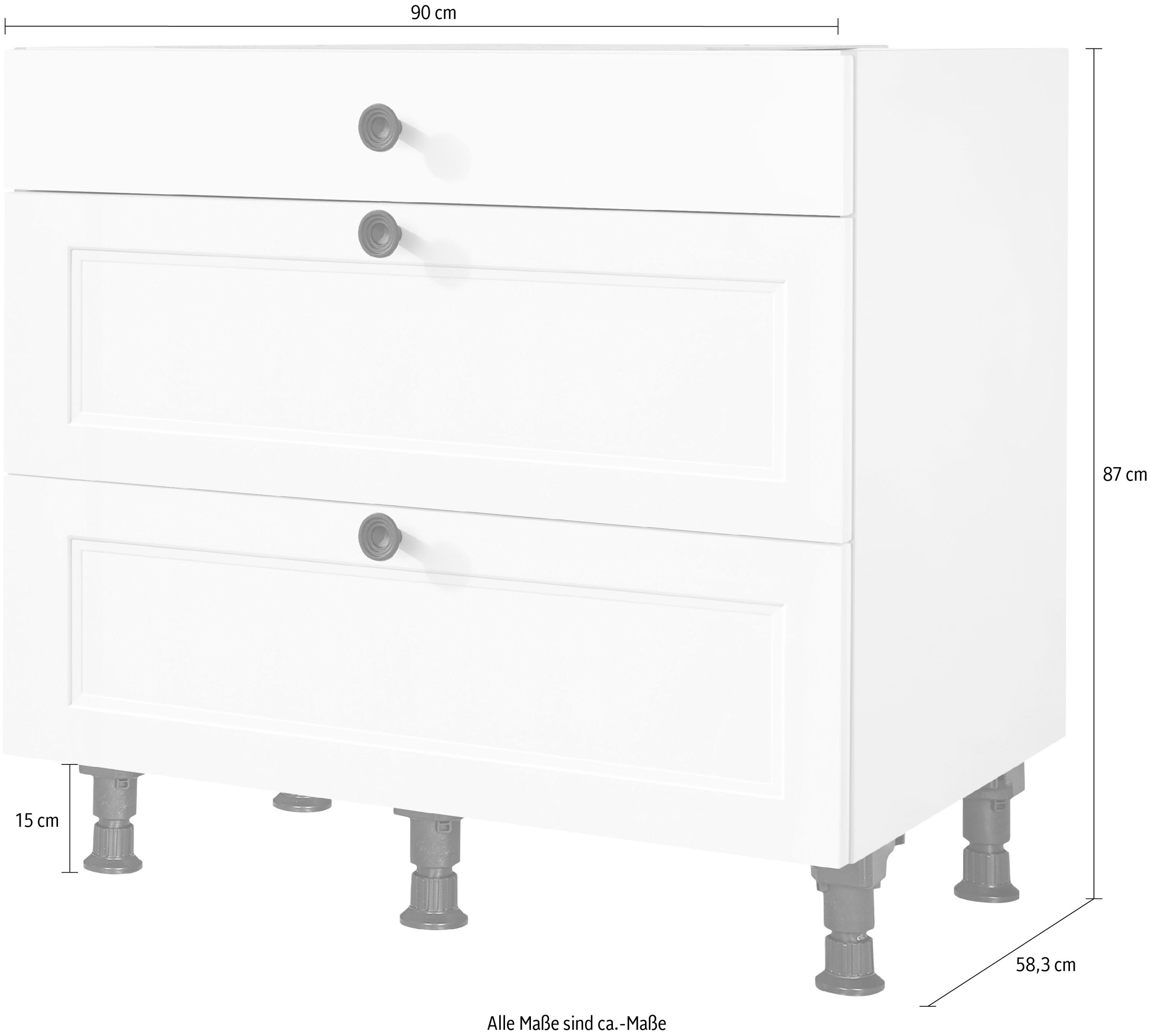 nobilia® Unterschrank »"Cascada", vormontiert, mit höhenverstellbaren Sockelfüßen, in den«, Breiten 30, 45, 60 und 90 cm, mit Schubkasten und Auszügen