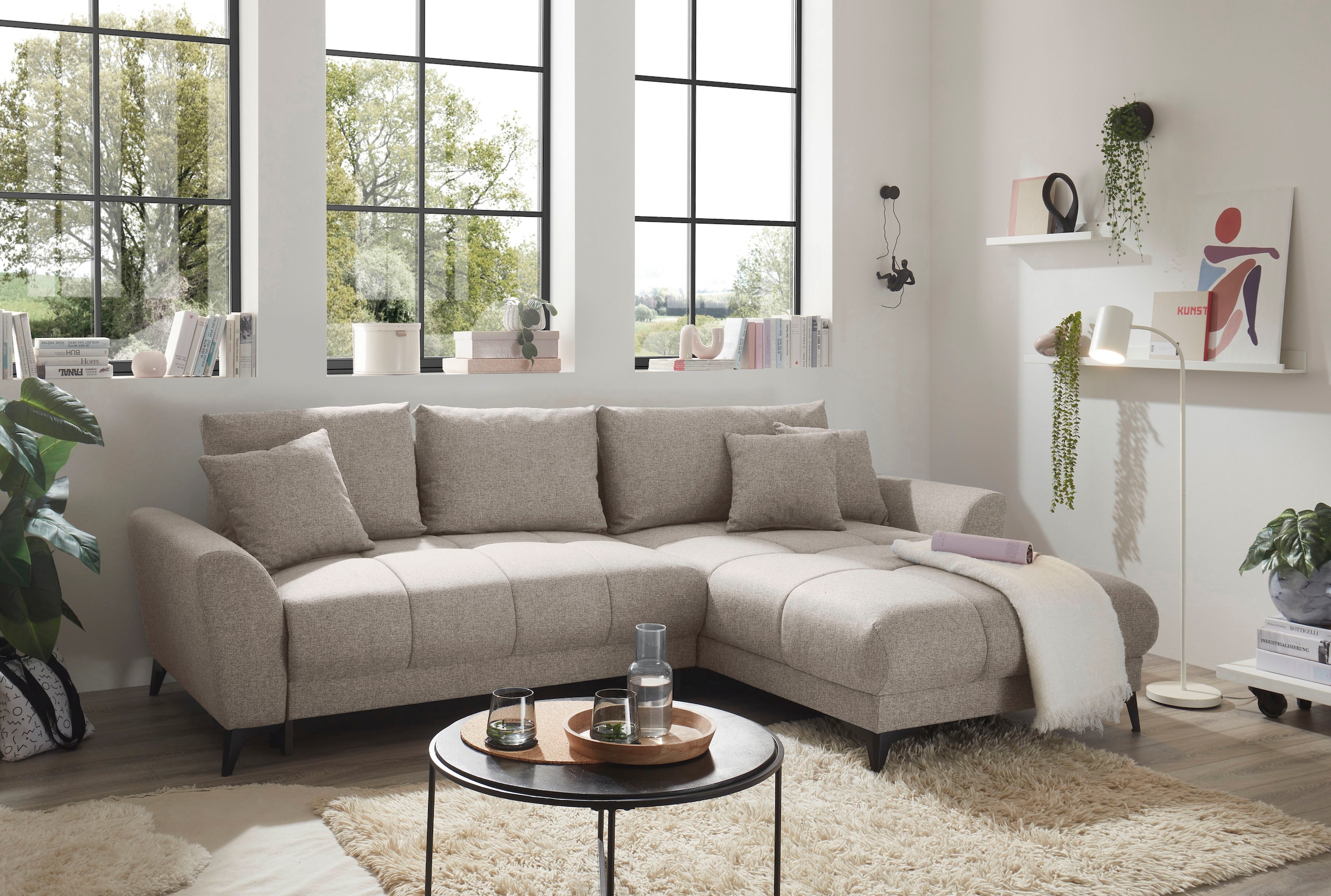 ED EXCITING DESIGN Ecksofa »Bern L-Form« mit Bettfunktion, Bettkasten & 3 Z günstig online kaufen