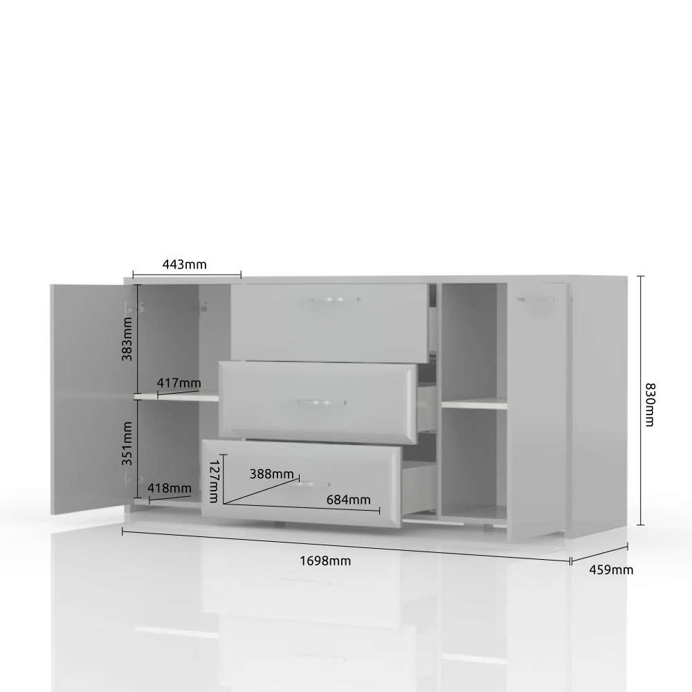 Home affaire Kommode »Gala, melaminbeschichtet und beige hochglänzend UV lackiert«, (Soft-Close Funktion, Maße: B/T/H 170/46/83cm), 2trg., mit 4 Schubladen, klassische Rahmenoptik, FSC-zertifiziert