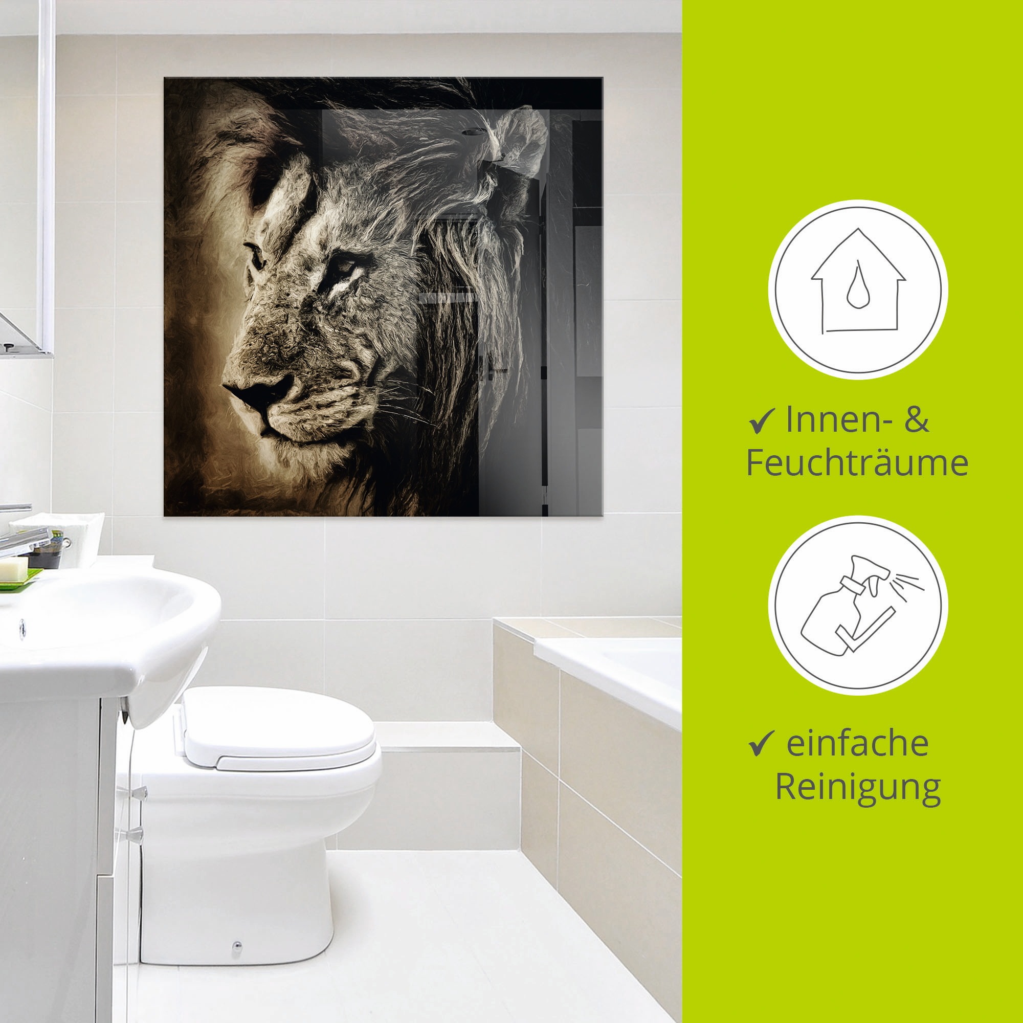 Artland Glasbild »Löwe II«, Wildtiere, (1 St.), in verschiedenen Größen