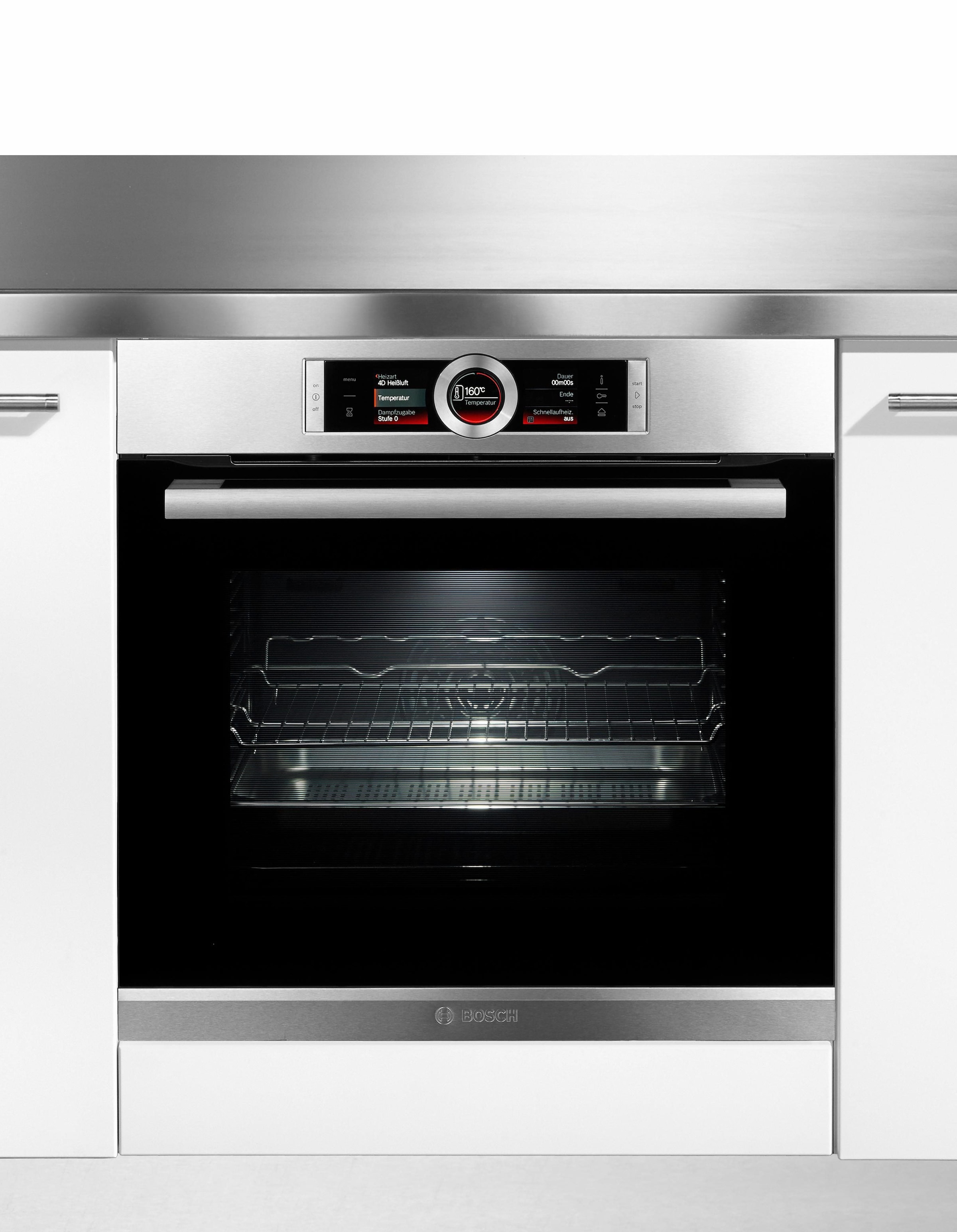 BOSCH Dampfbackofen »HSG636B«, Serie 8, mit Teleskopauszug nachrüstbar, ecoClean  Direct, 4D-Heißluft-Eco-Ober-/Unterhitze  Eco-Umluft-Infra-Grill-Großflächengrill-Kleinflächengrill-Pizzastufe-Sanftgaren-Vorwärmen-Warmhalten,  mit Auftaufunktion online