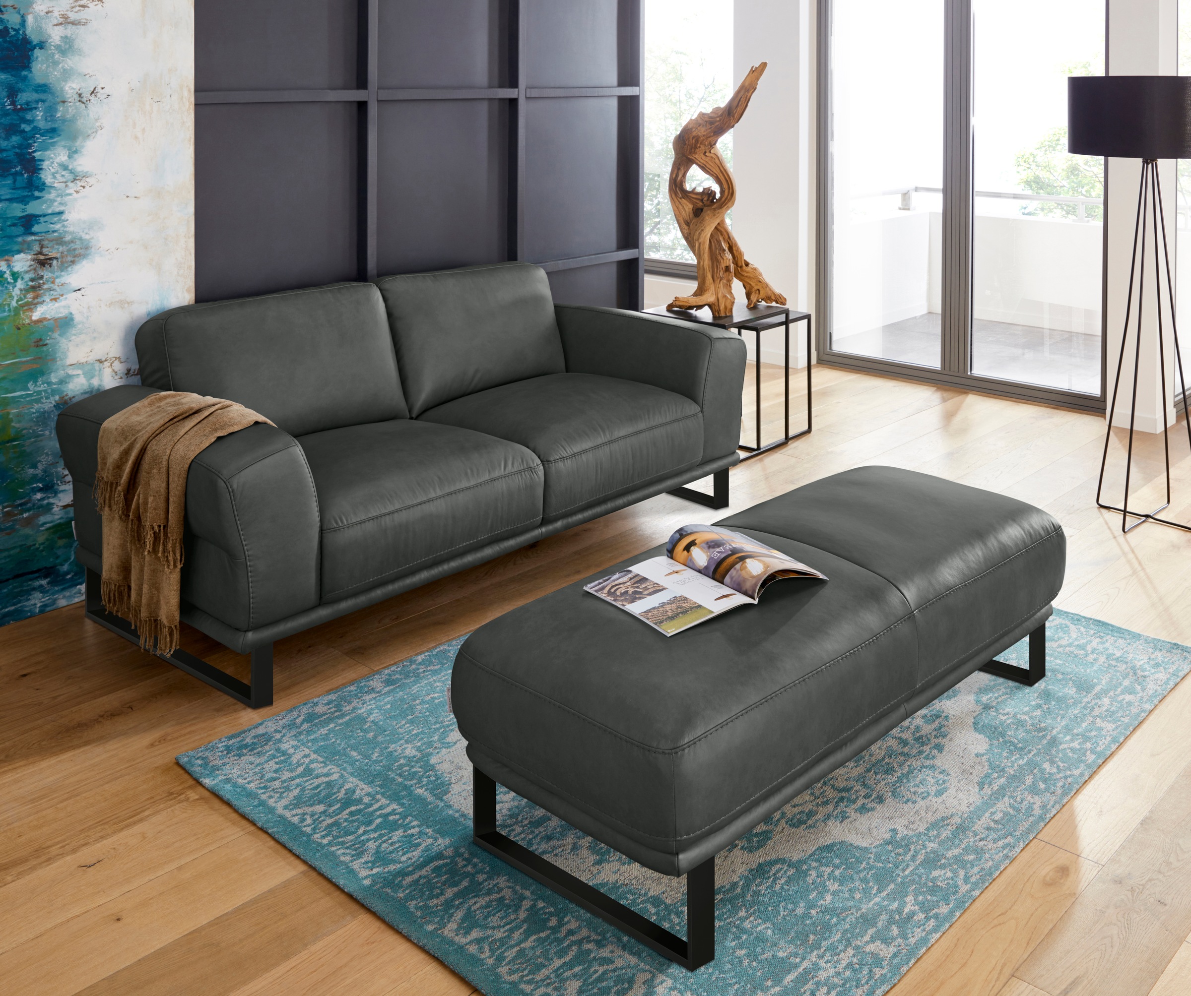 W.SCHILLIG 2-Sitzer »montanaa«, mit Metallkufen in Schwarz pulverbeschichtet, Breite 192 cm