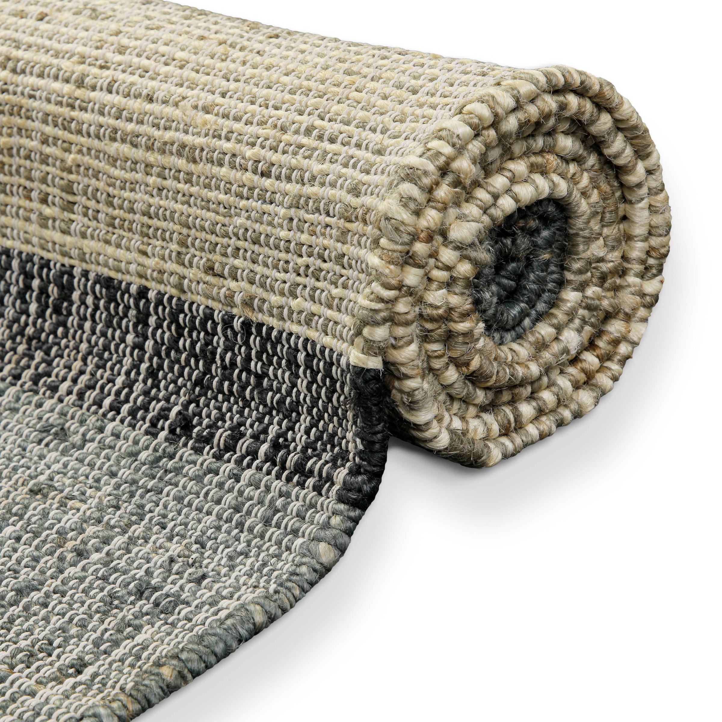 my home Teppich »Bennii«, rechteckig, 4 mm Höhe, 80% Jute, handgewebt, mit Fransen, Wohnzimmer, Naturfaser