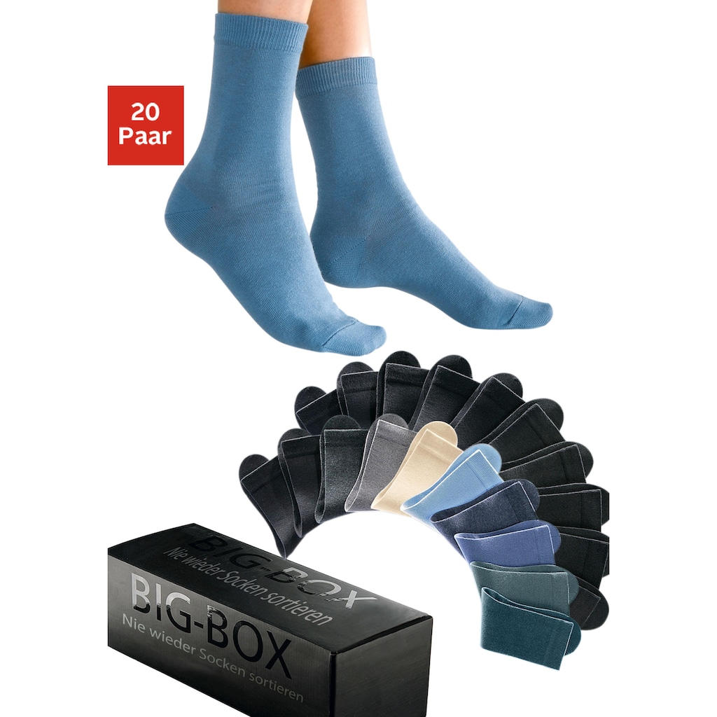 Go in Basicsocken »mit Baumwolle und Komfortbund, ohne drückende Naht«, (Packung, 20 Paar)