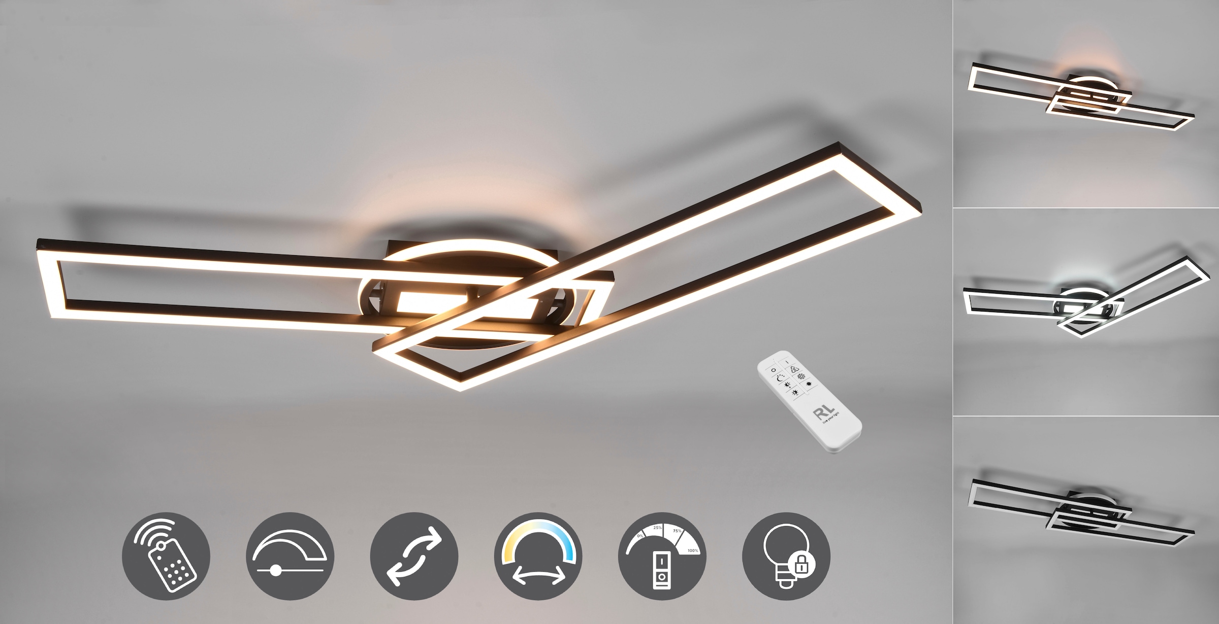 TRIO Leuchten LED Deckenleuchte »Twister«, 1 flammig-flammig, Deckenlampe  4500 Lumen Lichtfarbe einstellbar Fernbedienung Memory online bestellen