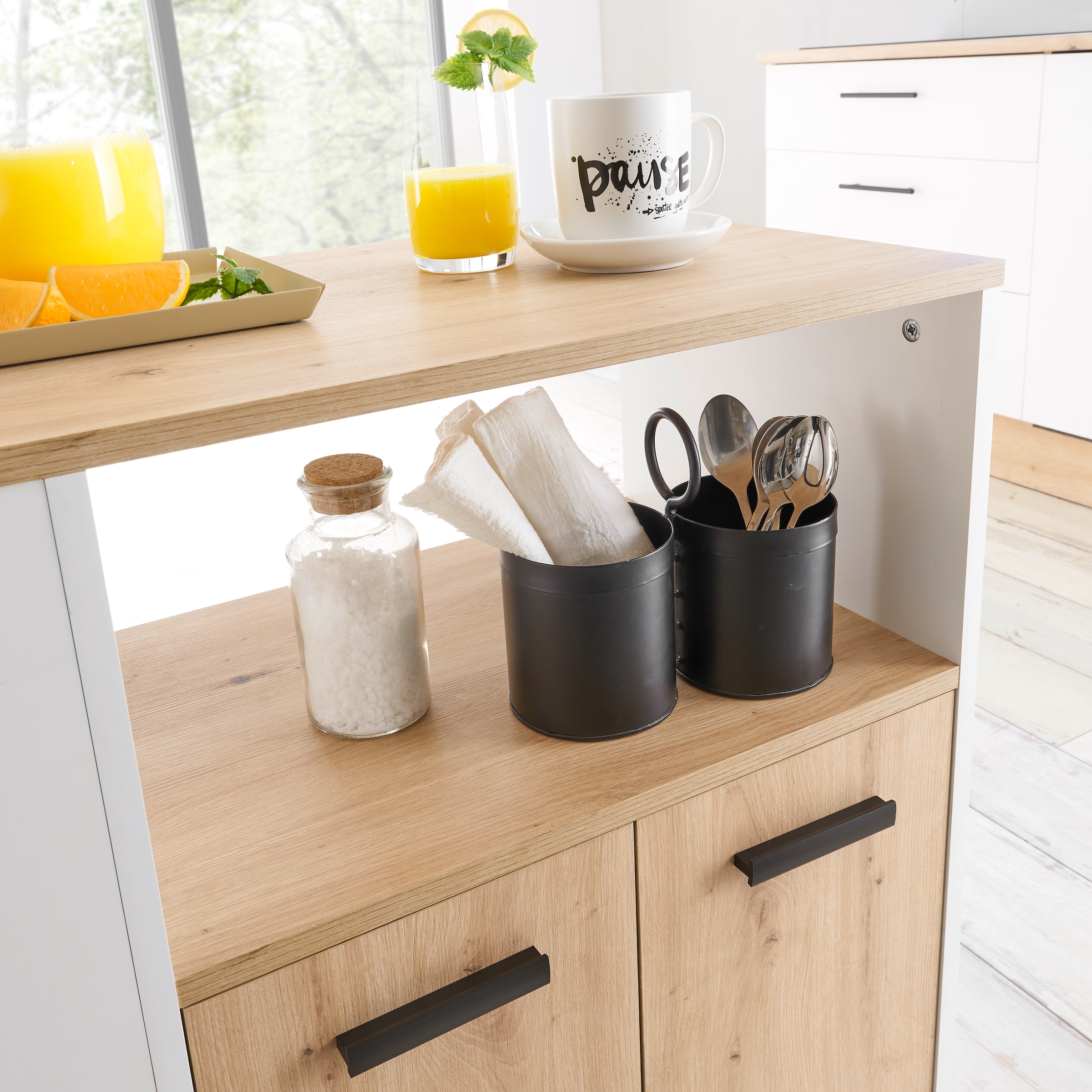 BASIC by Balculina Küchenwagen »Bartender,Rollwagen,Küchenwagen,Servierwagen« 1 Stk. tlg. Breite 75 cm, auf 4 Rollen, diverse Ablagen