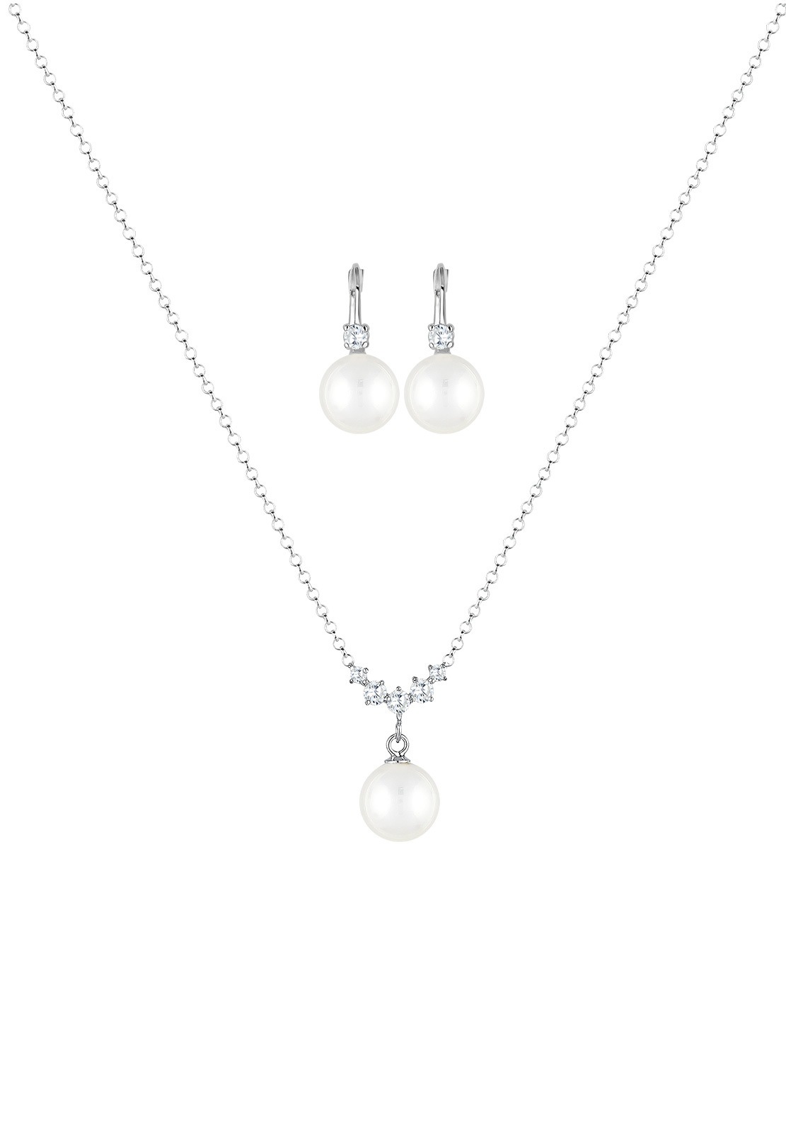 Elli Schmuckset »Set mit Perlen Zirkonia Weiß 925 Sterling Silber«
