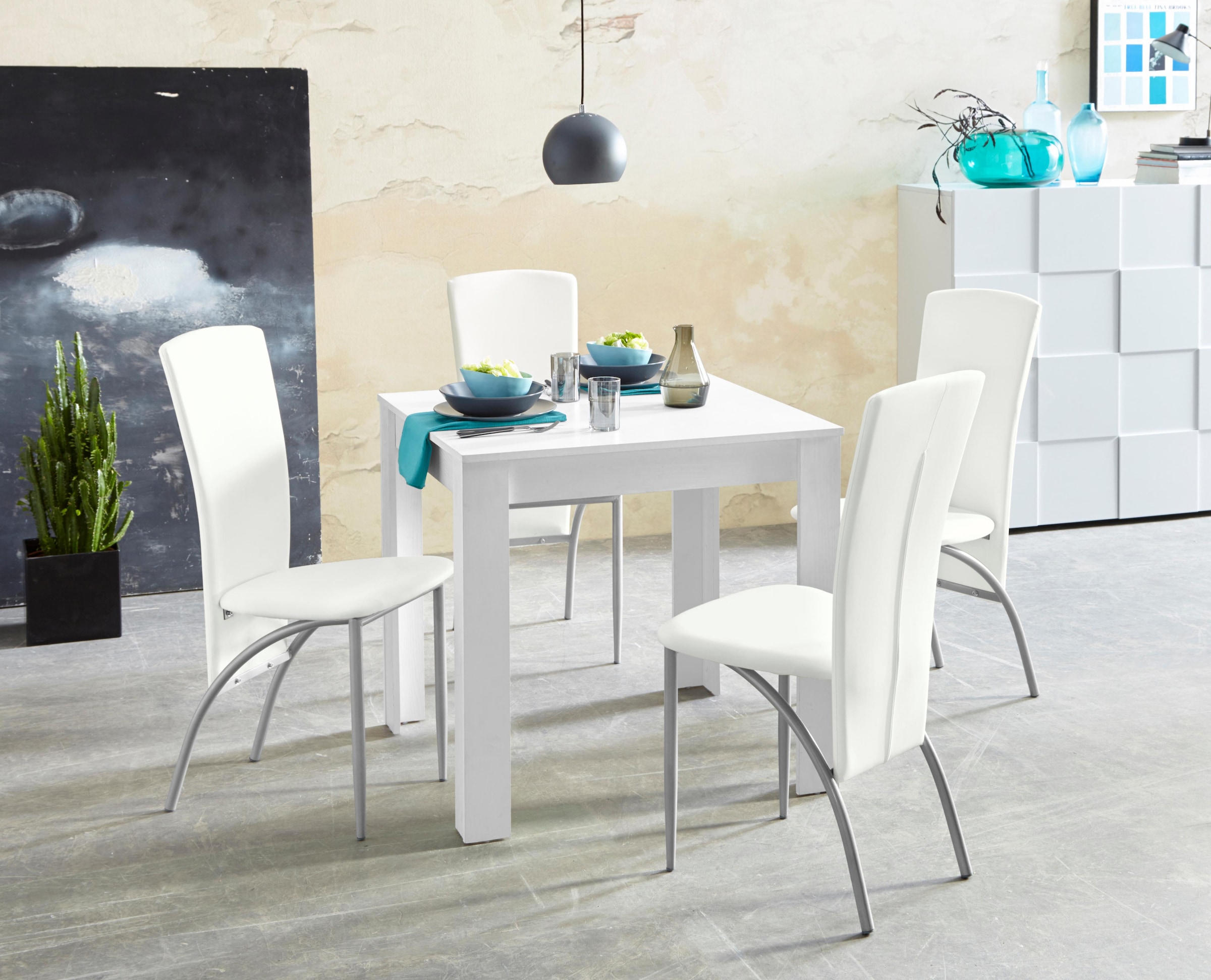 INOSIGN Essgruppe »LynnNico« Set: Esstisch 80 x 80 cm und 4 Stühle mit pfle günstig online kaufen