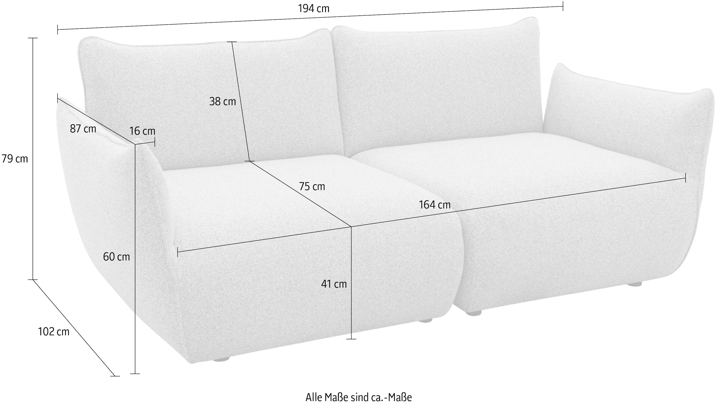 DOMO collection Big-Sofa »800022 in 2 Breiten, Taschenfederkern für hohen Sitzkomfort«