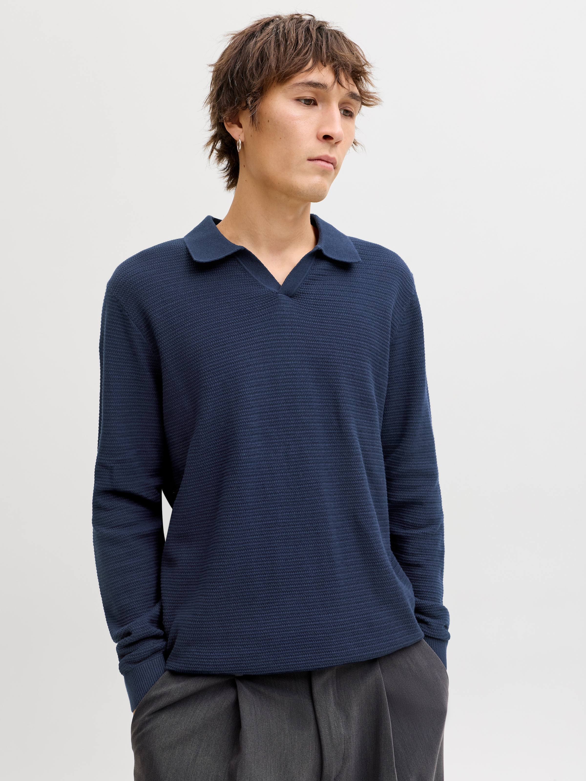 Jack & Jones Polokragenpullover »JPRBLURILEY KNIT SPLIT NECK LS SN«