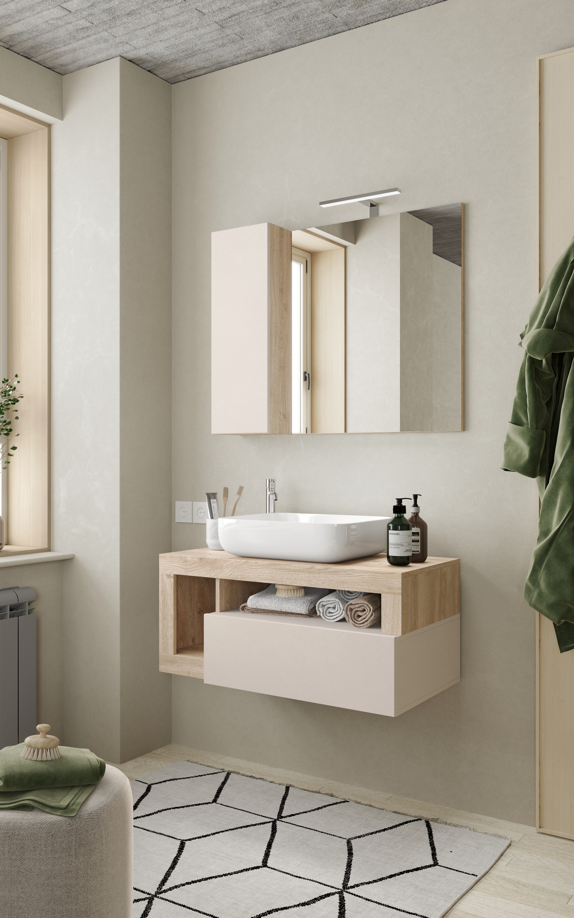 welltime Badmöbel-Set »Hamburg, Badezimmerset 2tlg. Breite 92 cm, Badmöbel, günstig online kaufen