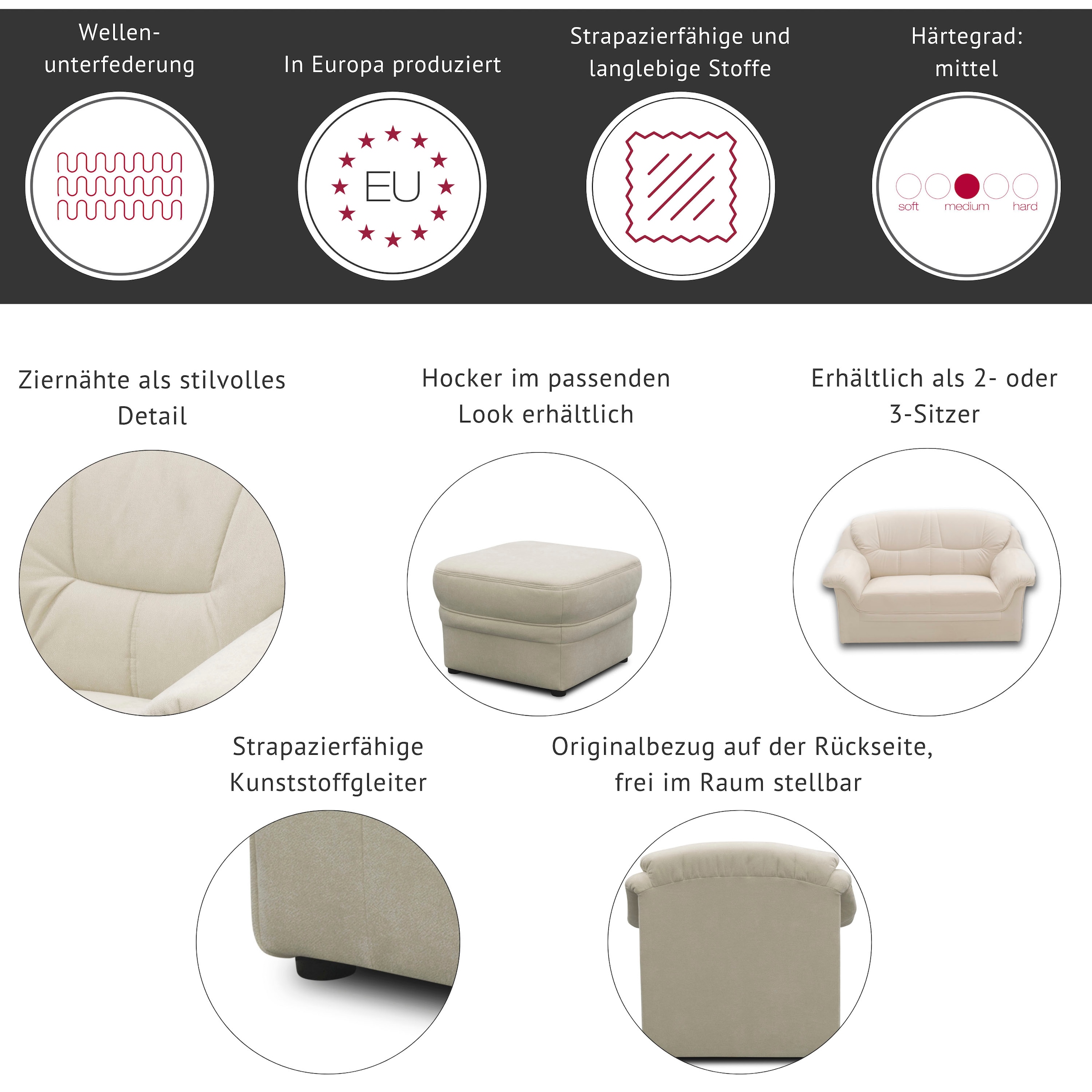 DOMO collection Sessel »Montana Kunstleder-Bezug, zeitlos und elegant«