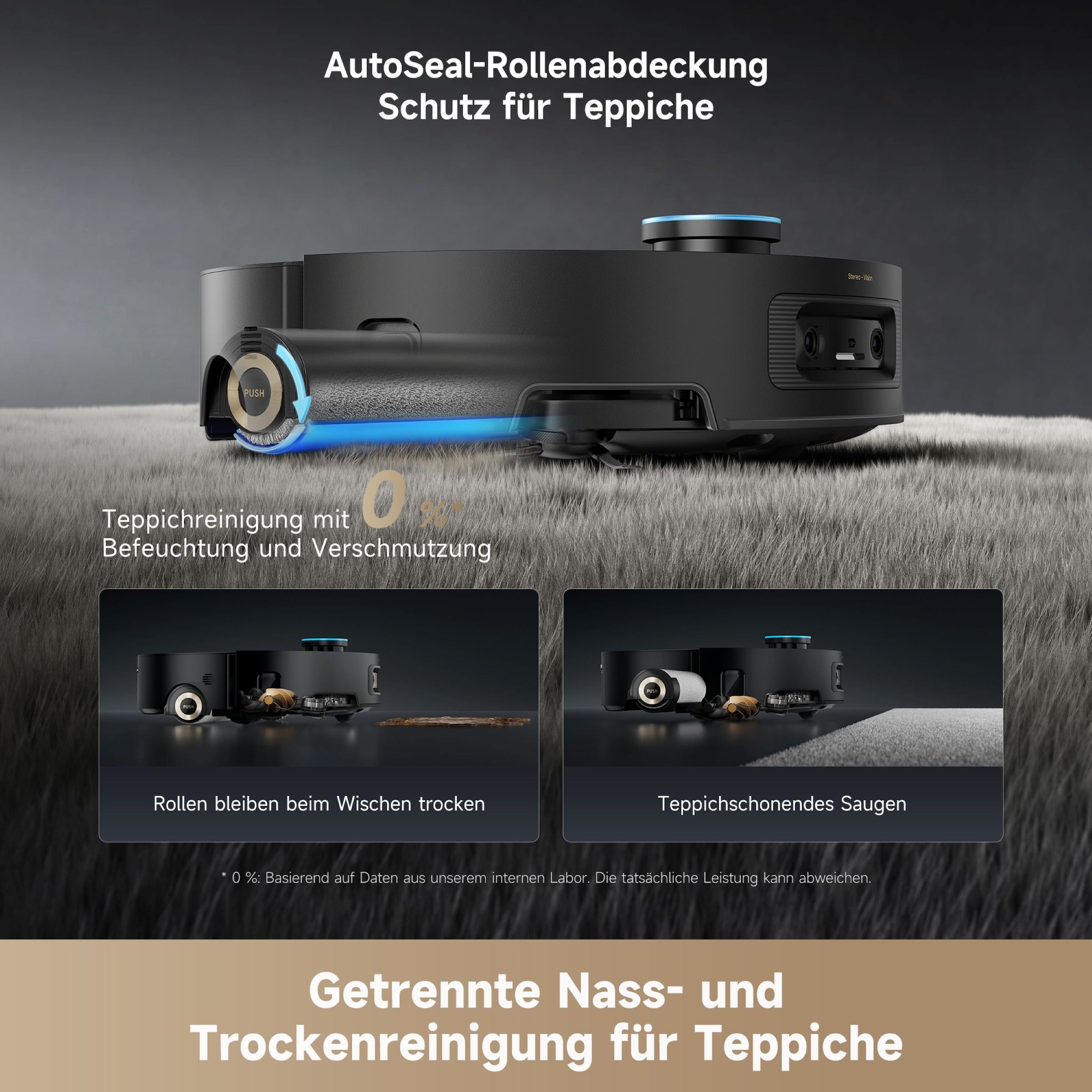 Dreame Nass-Trocken-Saugroboter »Aqua10 Ultra Roller Complete Black«, Warmwasser-Wischsystem, Rollenmopp, überwindet Hindernisse, 30.000 Pa