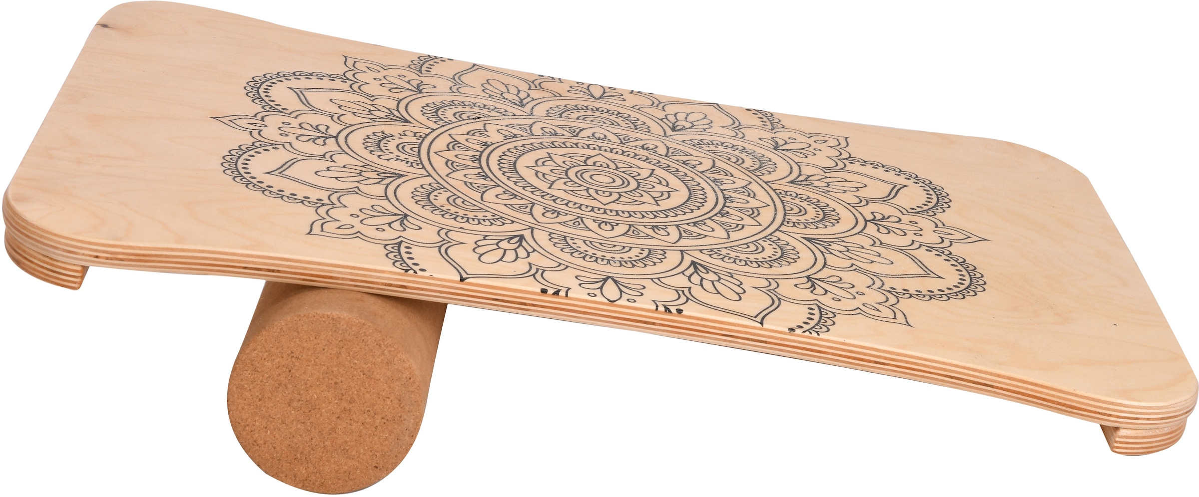 body coach Balanceboard »Woodboard I«, (Set, 2 tlg.), Balancebrett aus mehrlagigen Ahornholz, Rolle aus Kork