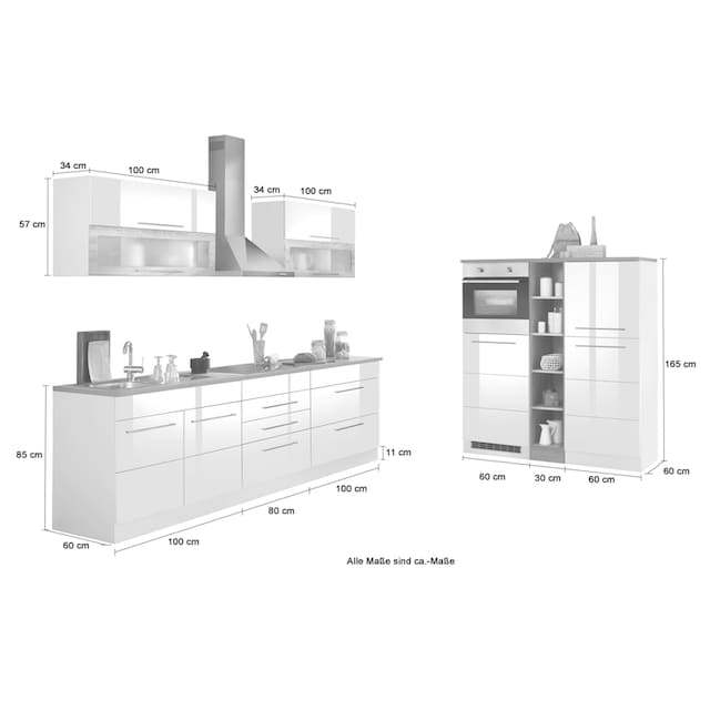 auf HELD bestellen Rechnung Induktion und E-Geräten »Wien«, mit MÖBEL cm, 430 wahlweise Küchenzeile Breite