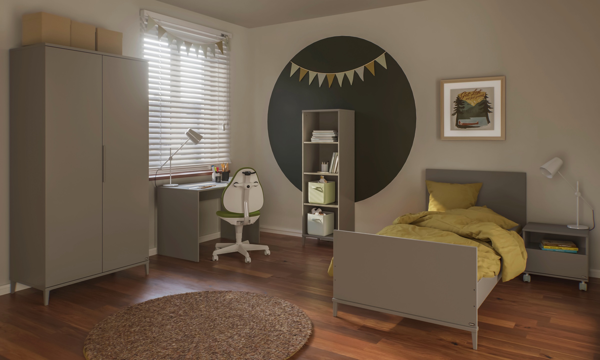 YUNY by PAIDI Kinderbett »BROTHER STU«, (B/H/T ca. 207x96x91cm, Taupe), yun günstig online kaufen