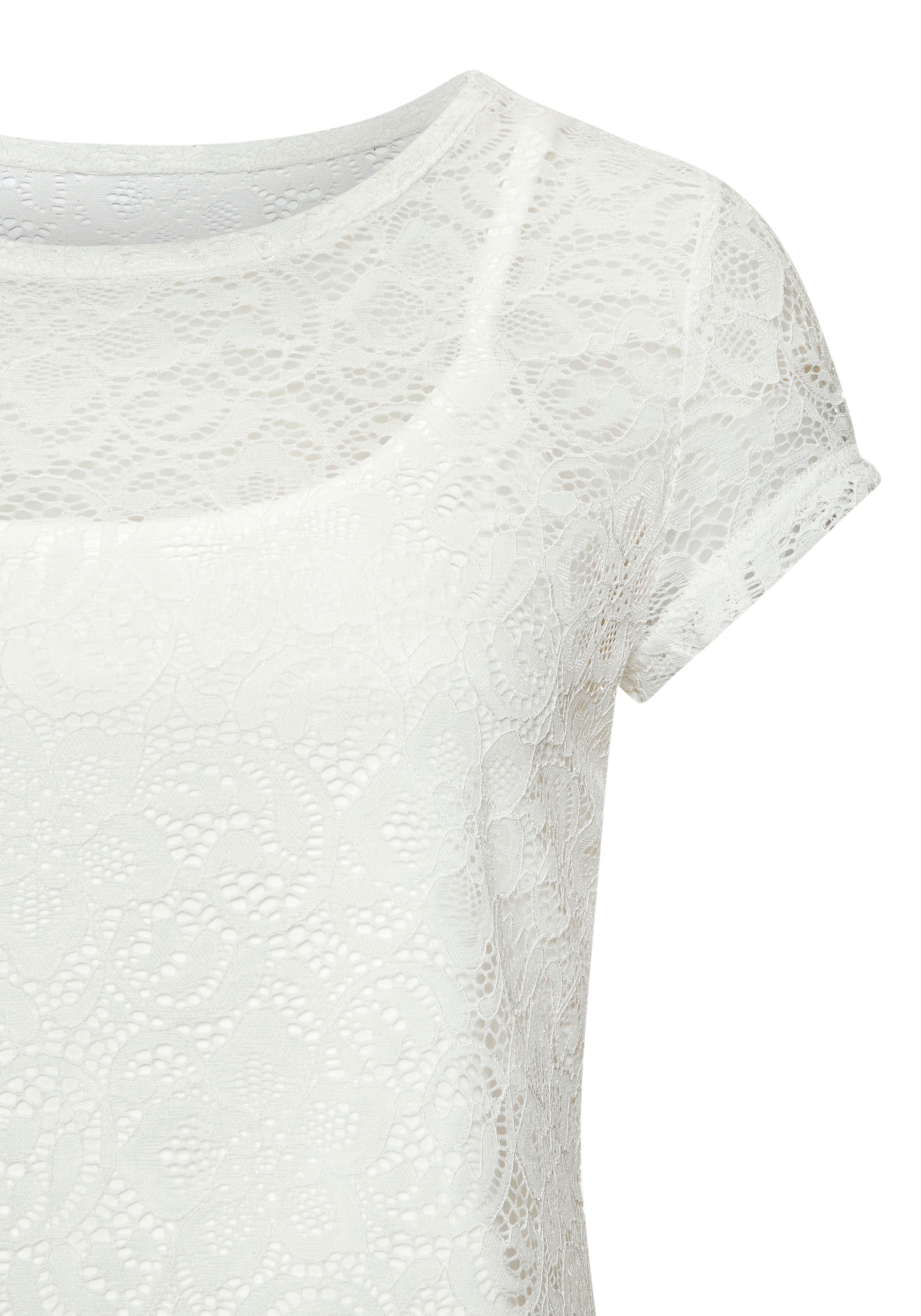 LASCANA Spitzenshirt Packung, mit Spaghettitop,  T-Shirt aus transparenter Spitze mit Blumenmuster, Partyshirt