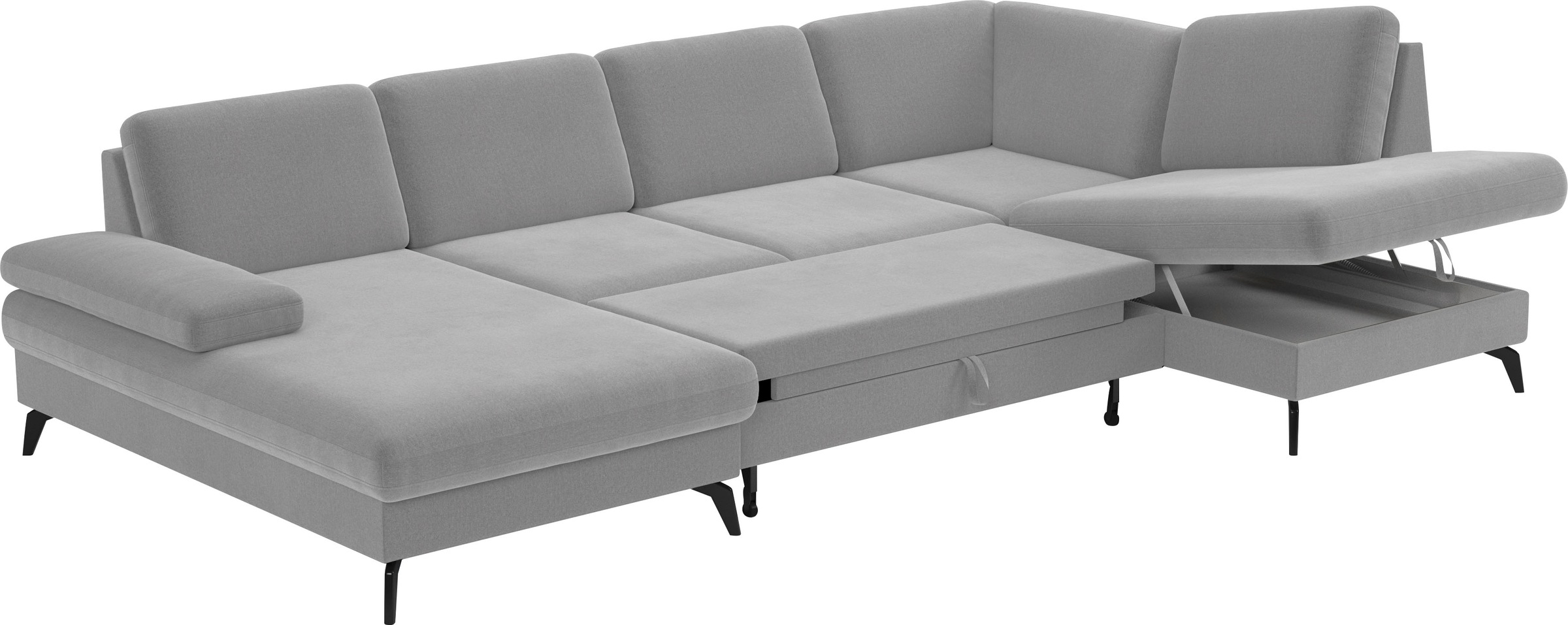 sit&more Wohnlandschaft »Morris U-Form, inkl. Sitztiefenverstellung«, wahlweise mit Armteilverstellung, Bettfunktion & Bettkasten