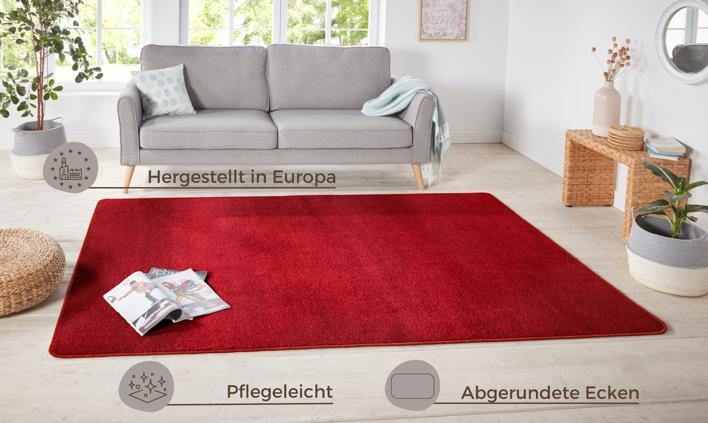 HANSE Home Teppich »Shashi«, rechteckig, 8,5 mm Höhe, Kurzflor, Unifarben, Läufer, weich, Esszimmer, Kinderzimmer, Flur