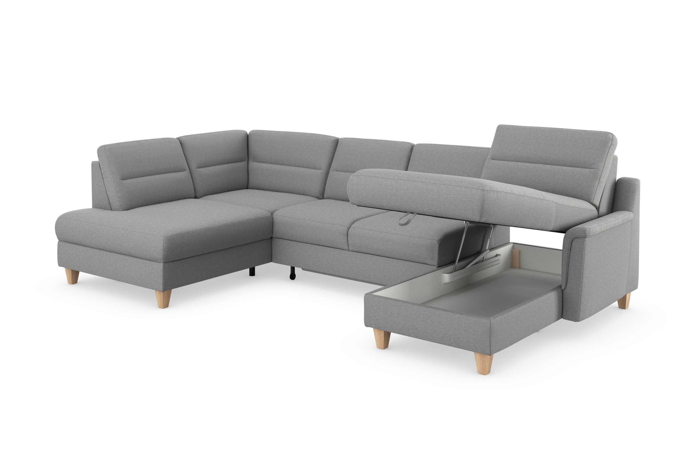 sit&more Wohnlandschaft »Farö U-Form«, inklusive Federkern, wahlweise mit Bettfunktion und Bettkasten