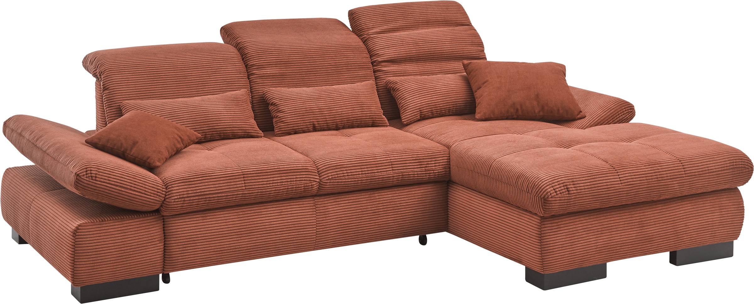 set one by Musterring Ecksofa »SO4100 V«, mit verstellbaren Kopfteilen, wahlweise mit Funktionen, Cord-Bezug