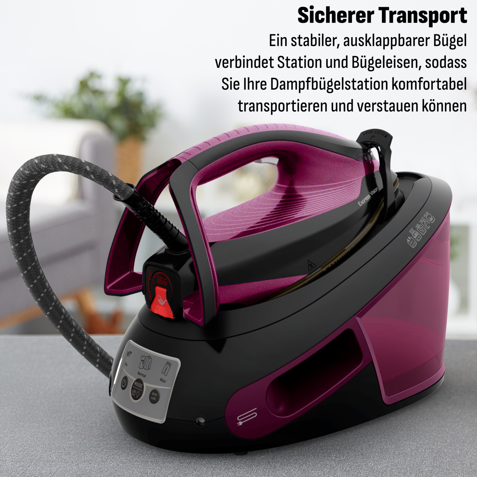 Tefal Dampfbügelstation »SV8152 Express Vision« 1.800 ml Wassertank 480 g/Min. extra Dampfstoß, für alle Textilien, LED an der Spitze