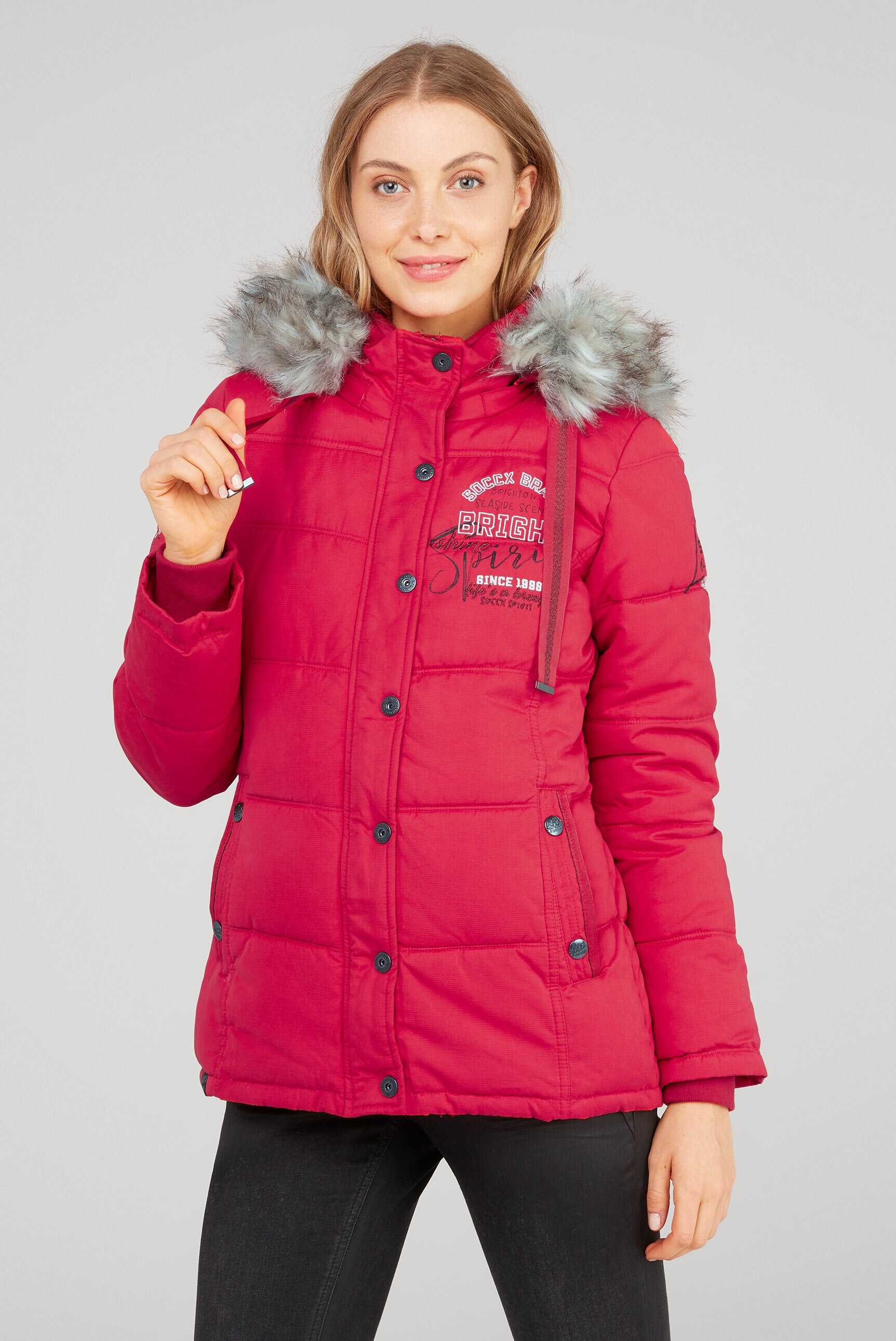 SOCCX Winterjacke, mit Kapuze, mit Plüschfutter