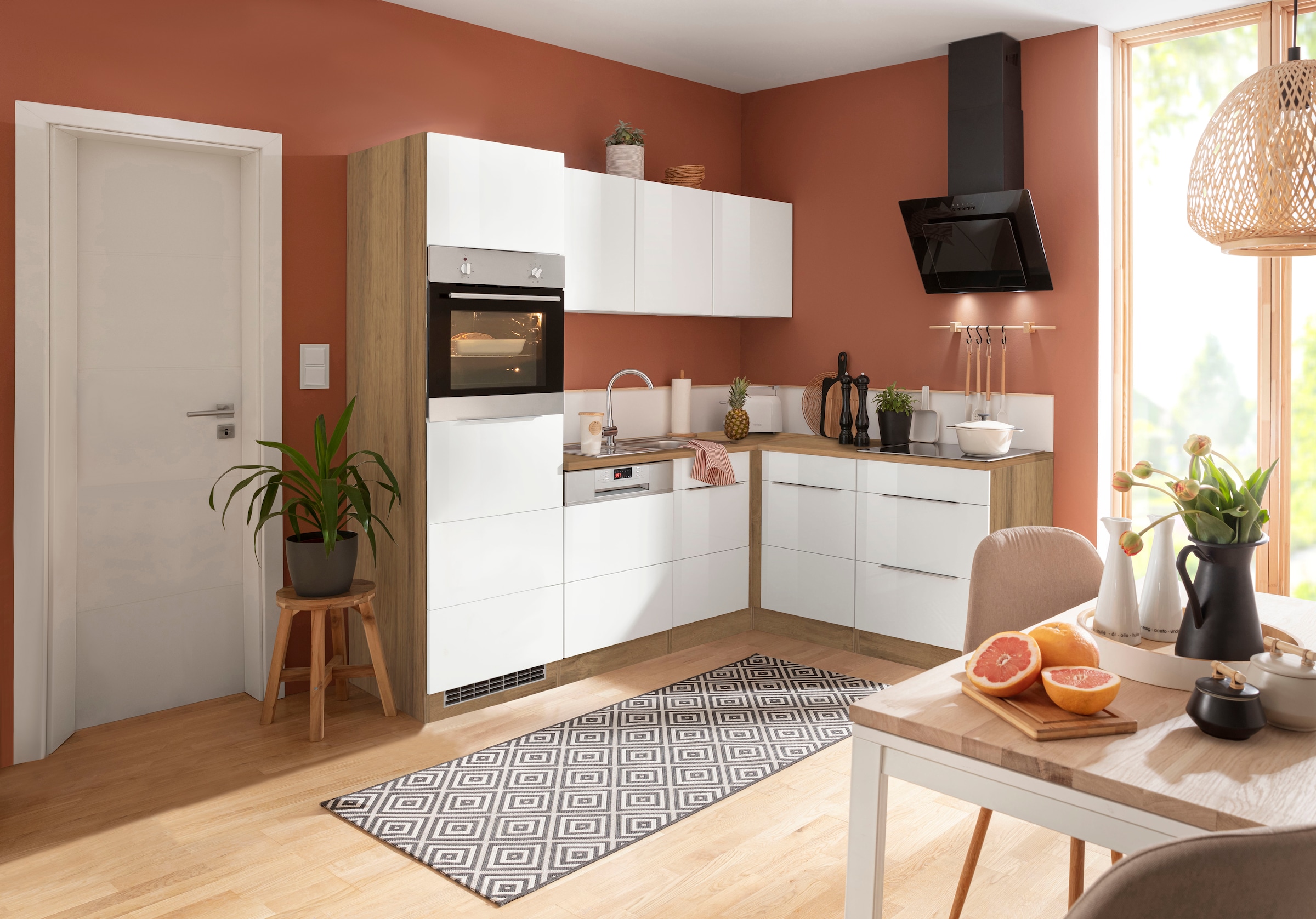 KOCHSTATION Winkelküche »KS-Brindisi«, Stellbreite 230/170 cm, wahlweise mit E-Geräten, mit MDF-Fronten