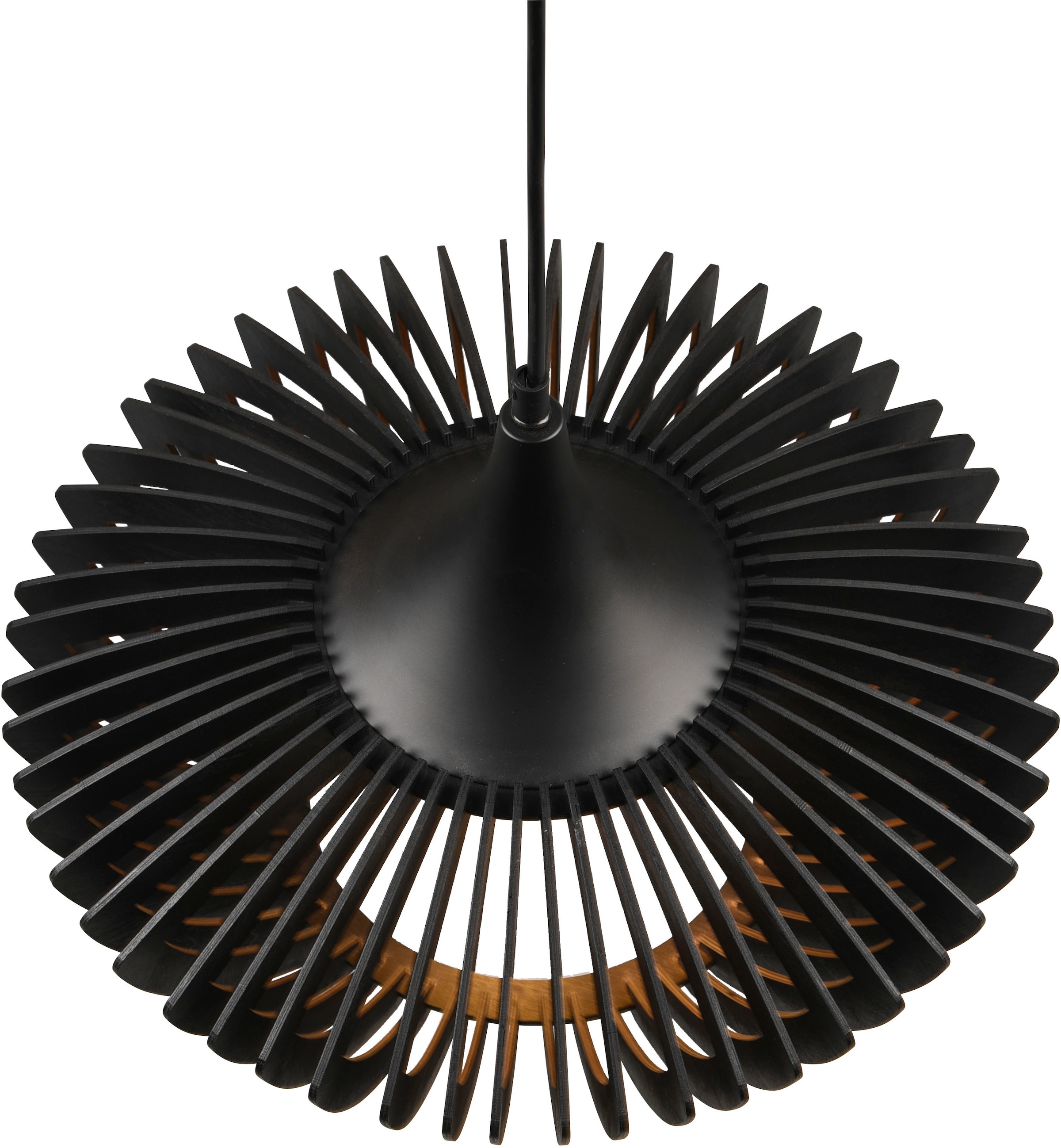 TRIO Leuchten Pendelleuchte »Colino«, 1 flammig, Leuchtmittel E27 | ohne Leuchtmittel, Hängelampe mit Holzschirm Ø40cm höhenverstellbar bis 150cm, exkl 1xE27