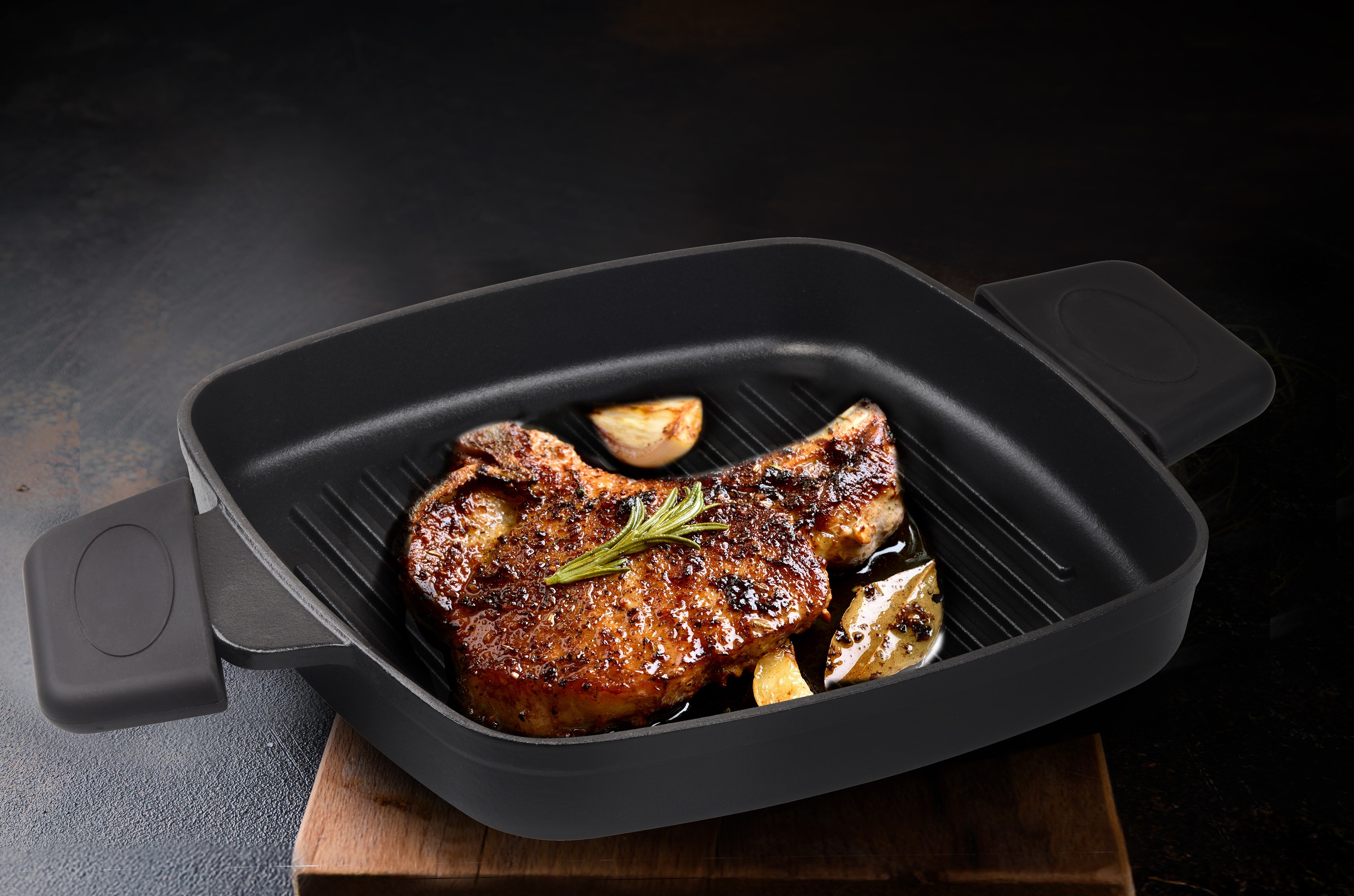 Hanseatic Grillpfanne »hanseatic« Gusseisen 2 Stk. tlg. inkl. Steakpresse und Griffschutz für Induktion