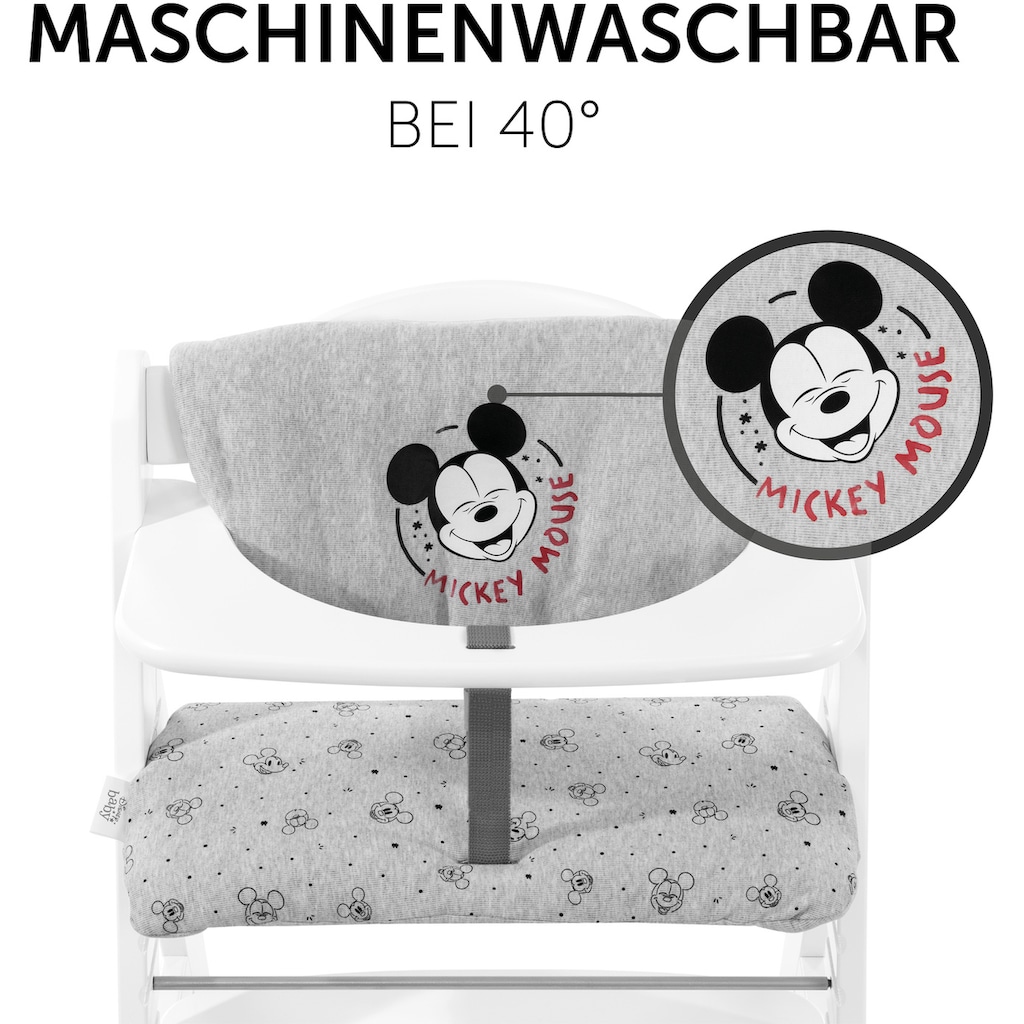 Hauck Kinder-Sitzauflage »Deluxe, Mickey Mouse grey«, (2 tlg.), für ALPHA+ Holzhochstuhl und weitere Modelle