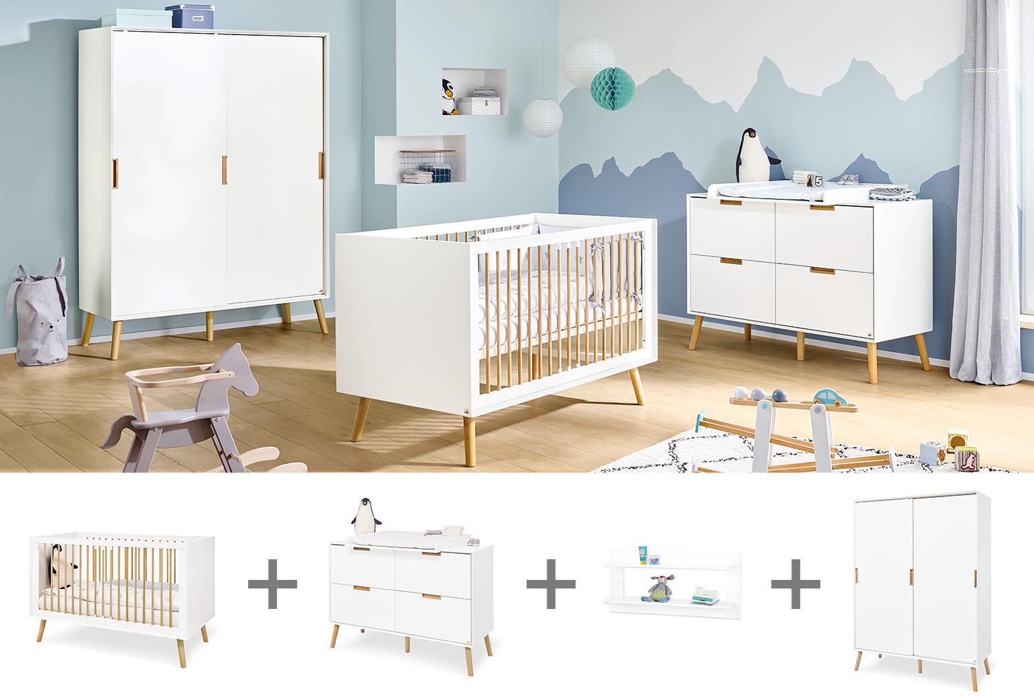 Pinolino® Babyzimmer-Komplettset »Edge«, (Set, 4 St., Kinderbett, Kleiderschrank,... kaufen