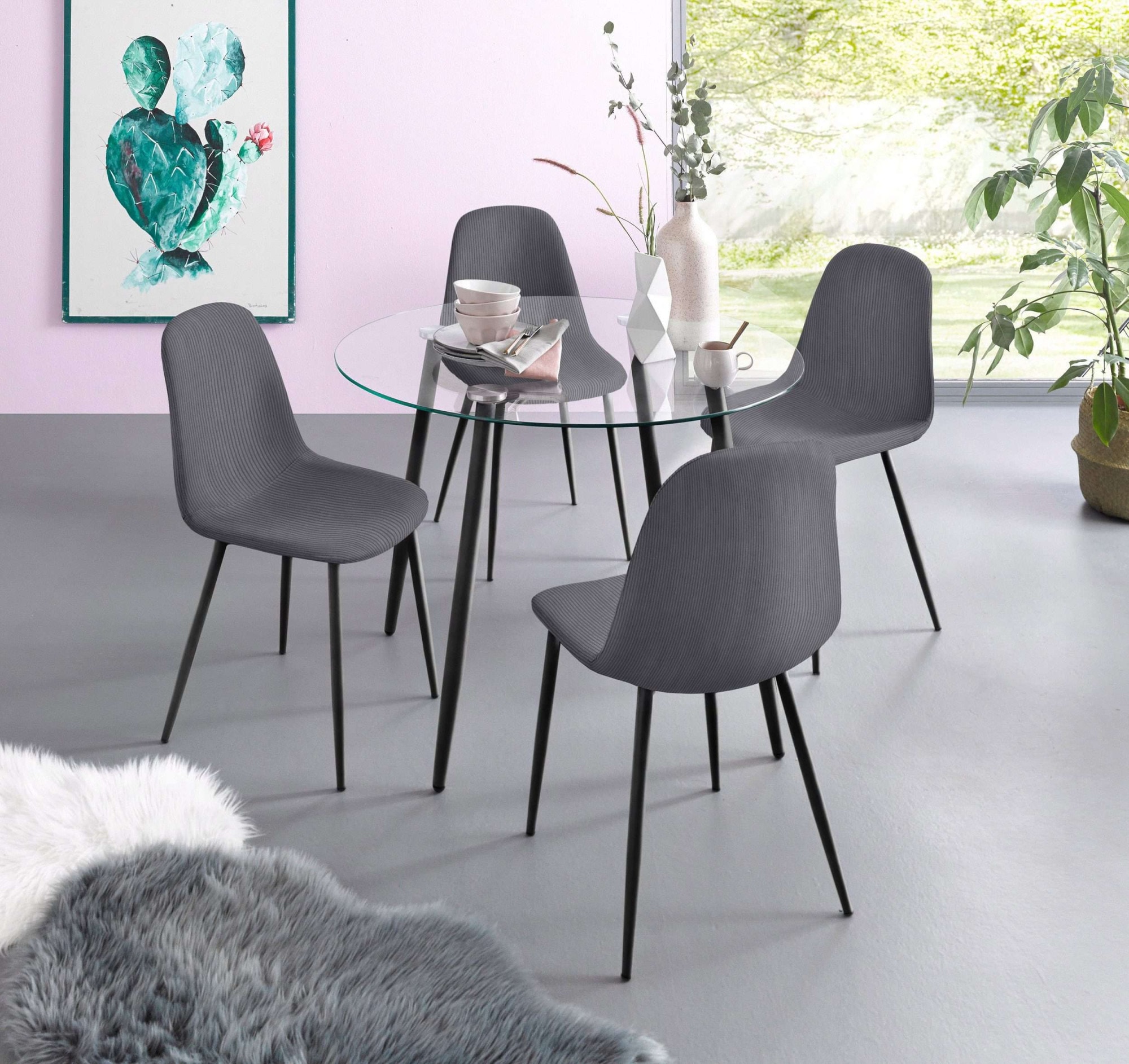 INOSIGN Essgruppe »Danny-Miller«, (Set, 5 tlg., Set 100 cm), Glastisch 100x günstig online kaufen