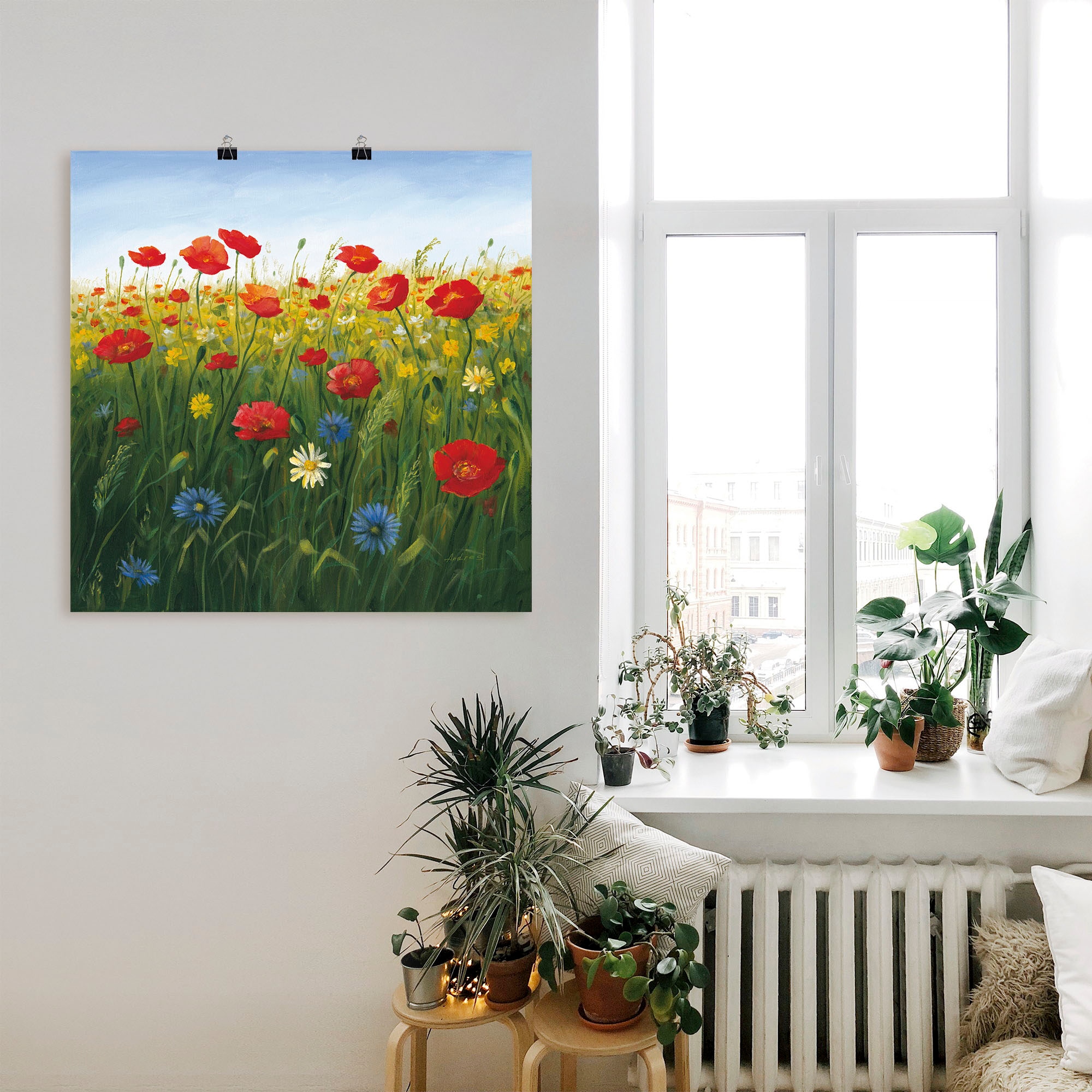 Artland Wandbild »Mohnblumen Landschaft I«, Blumenwiese, (1 St.), als Alubild, Outdoorbild, Leinwandbild, Poster in verschied. Größen