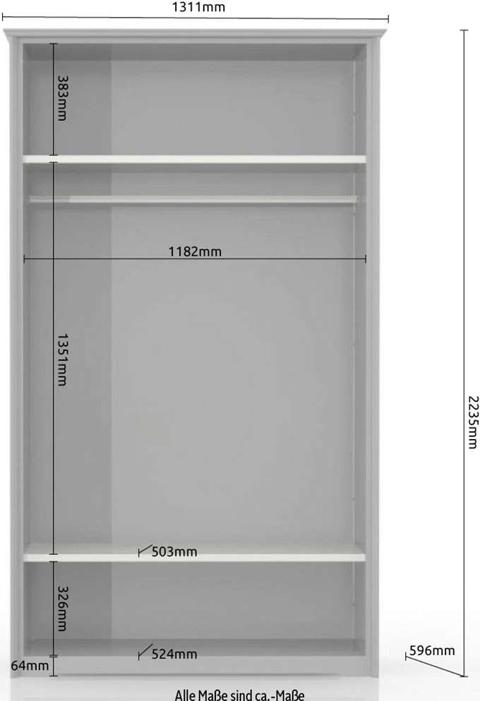 Home affaire Kleiderschrank »Evergreen, wahlweise in 3 Breiten, Höhe 224cm!«, (besonders dekorierter Metallgriff, Kasettenoptik in der Front), im klassischen Landhausstil,FSC-zertifiziert,hochwertige UV Lackierung
