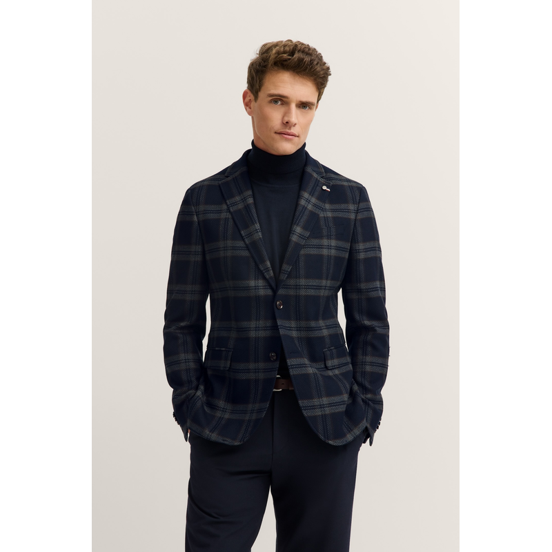 BUGATTI Sakko »Modern Fit« mit Stretch-Futter & Glencheck 390-marine 60 60 Modern Fit - figurbetont & bequem