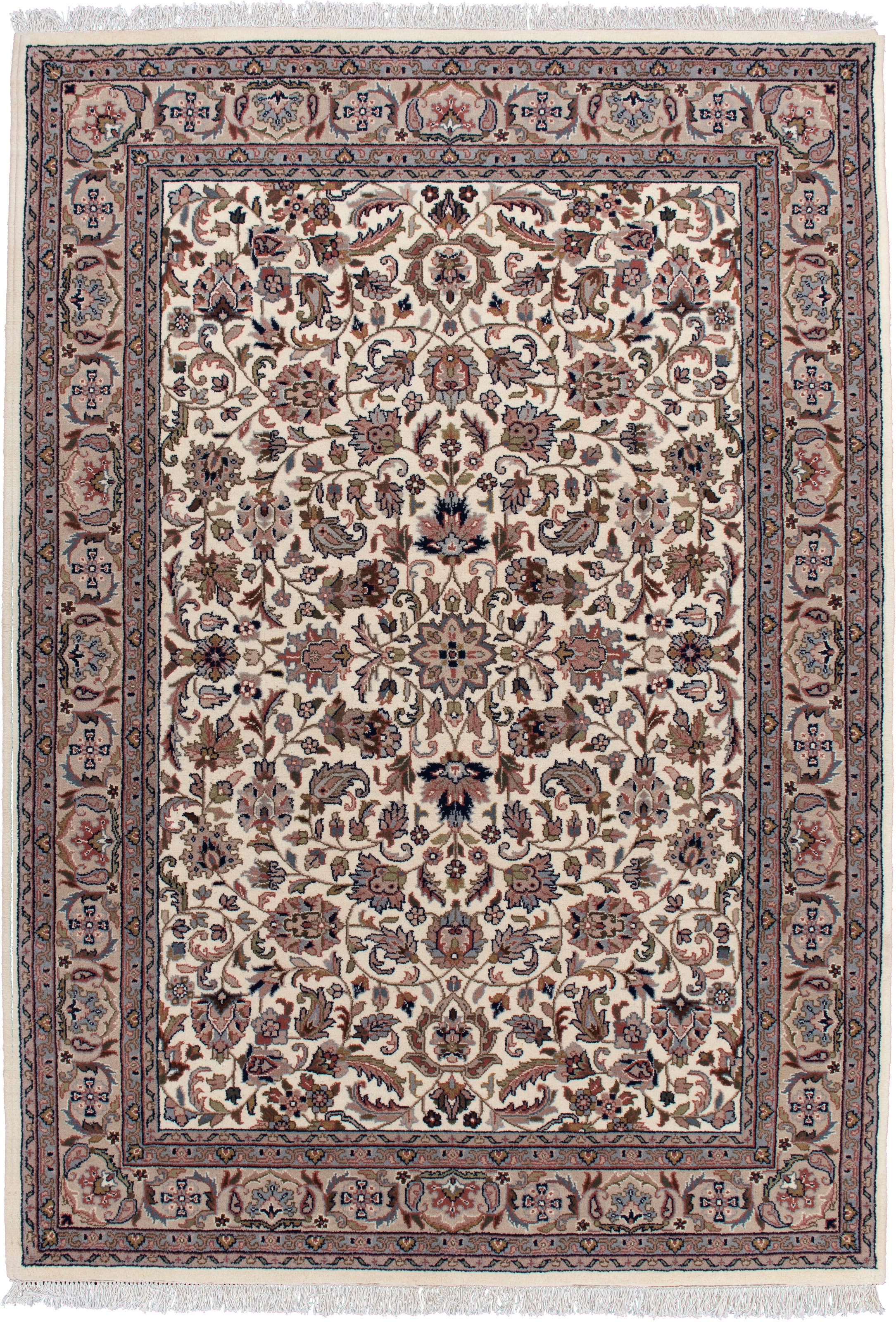 THEKO Orientteppich »Benares Isfahan«, rechteckig, 12 mm Höhe, reine Wolle, handgeknüpft, mit Fransen